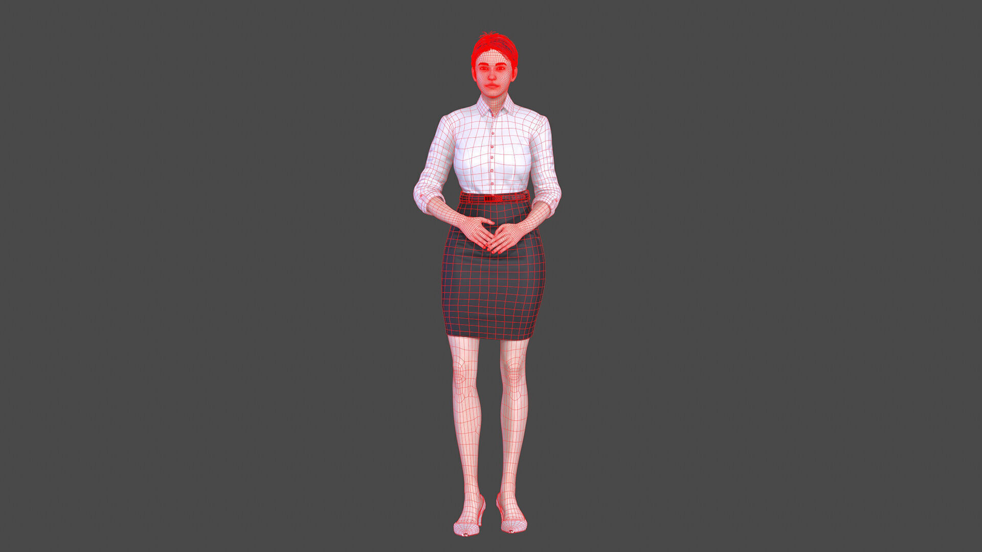 Asian women character Low-poly 3D model_15