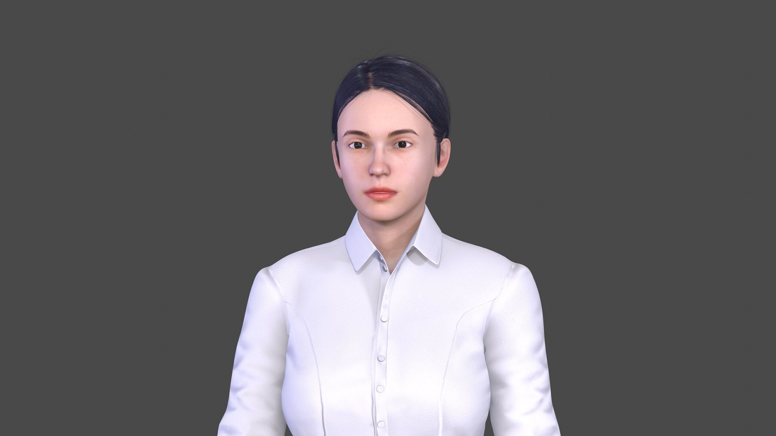 Asian women character Low-poly 3D model_13