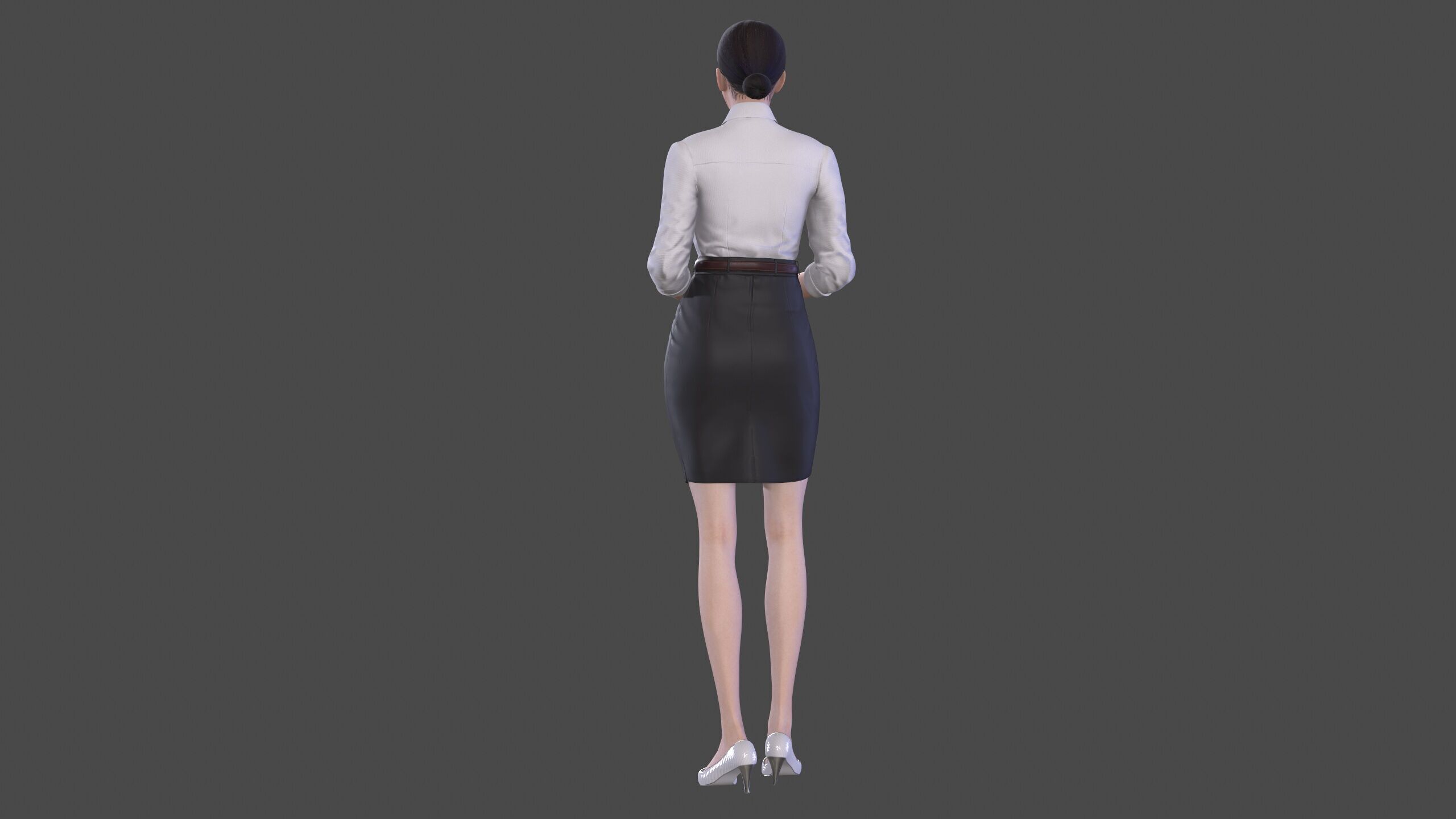 Asian women character Low-poly 3D model_11