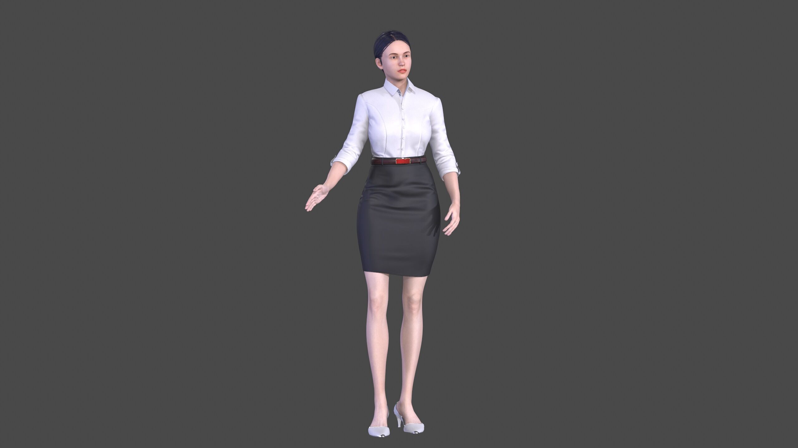 Asian women character Low-poly 3D model_5