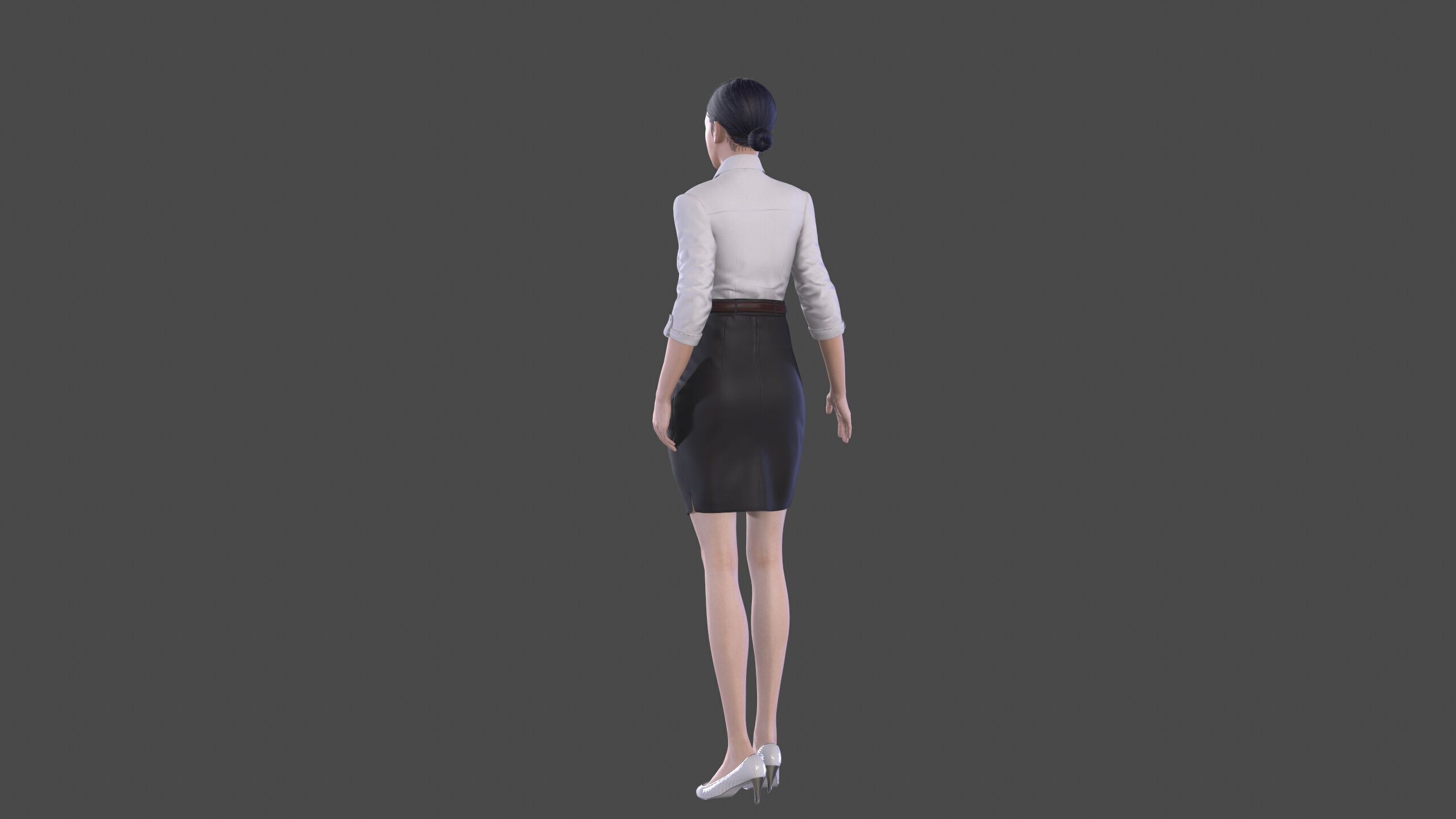 Asian women character Low-poly 3D model_3