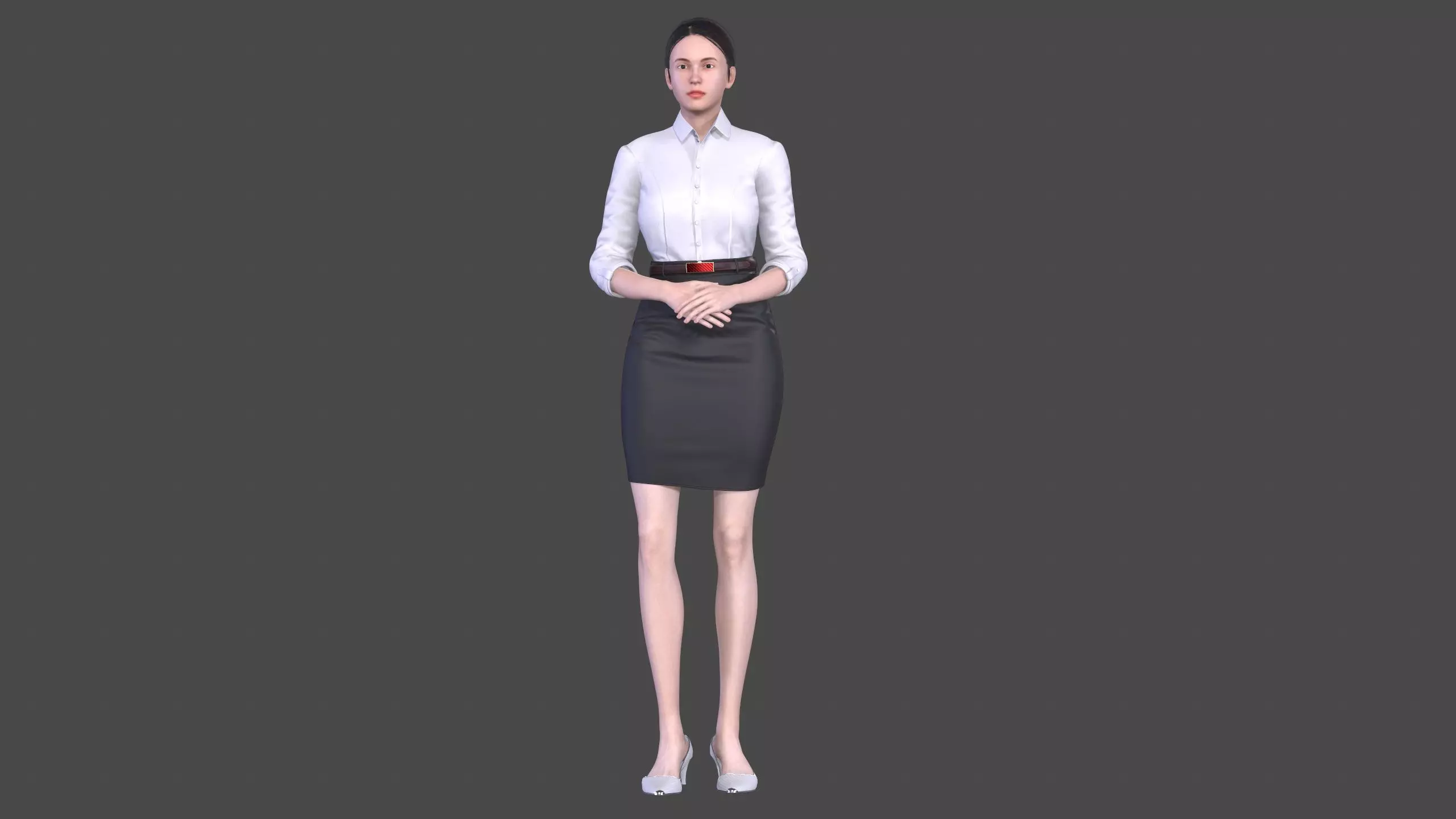 Asian women character Low-poly 3D model_0