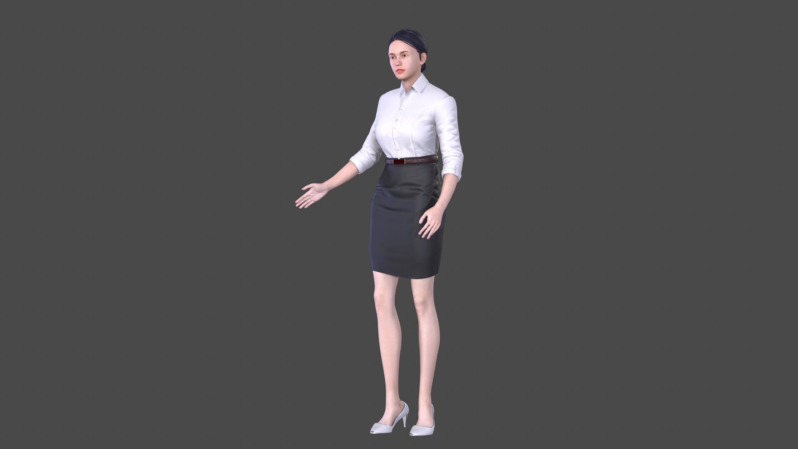 Asian women character Low-poly 3D model_6