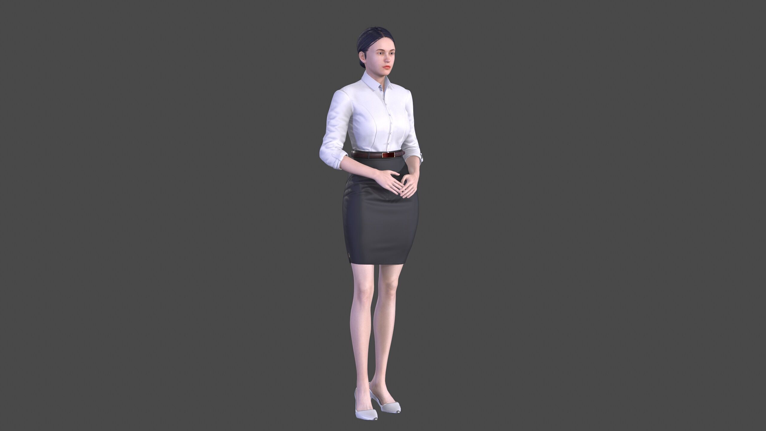Asian women character Low-poly 3D model_8