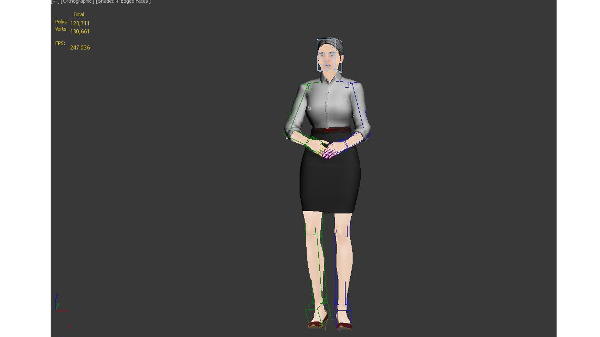 Asian women character Low-poly 3D model_16