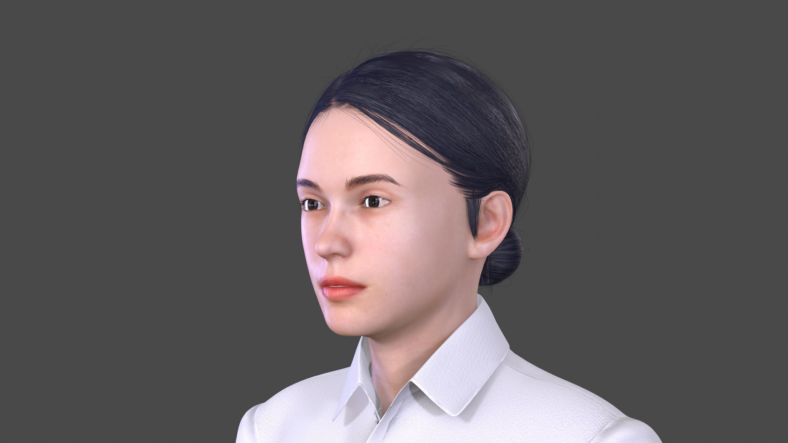Asian women character Low-poly 3D model_14