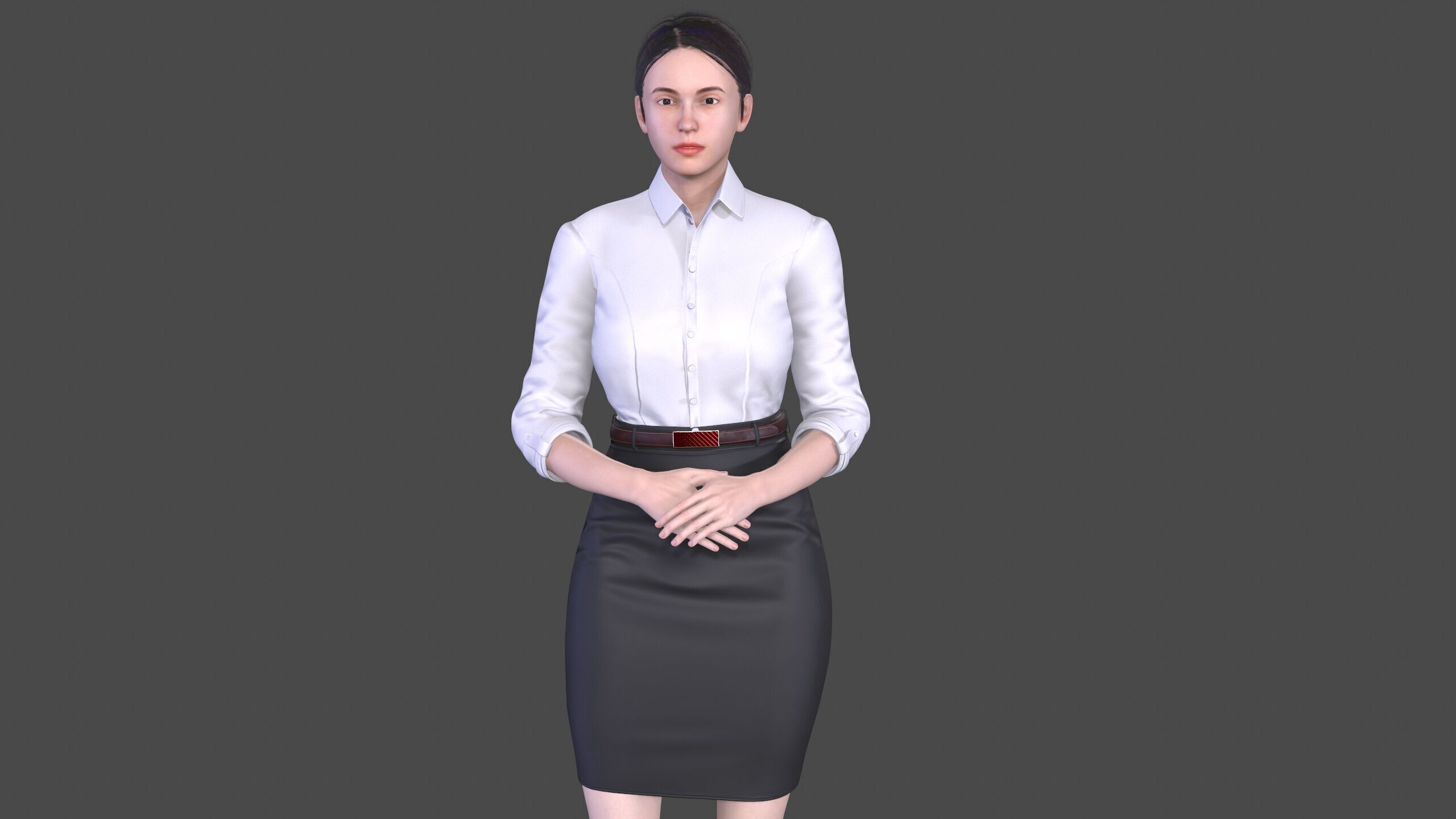 Asian women character Low-poly 3D model_12