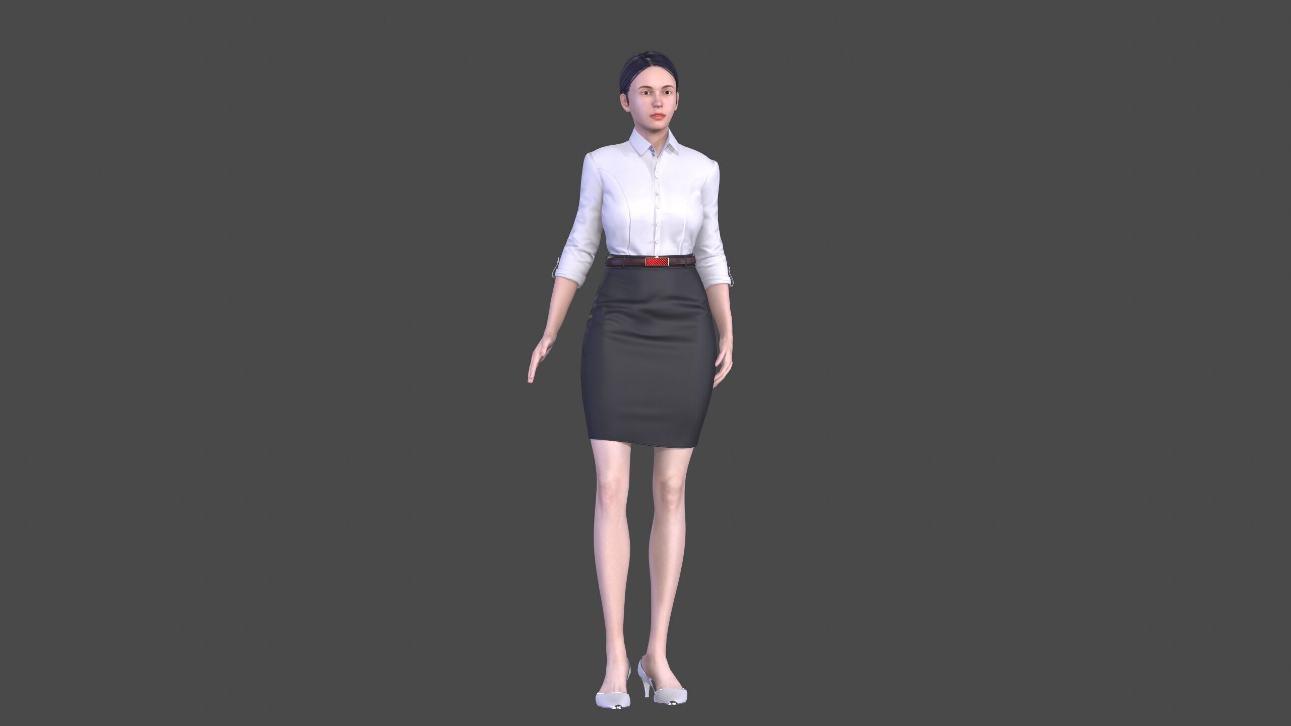 Asian women character Low-poly 3D model_4