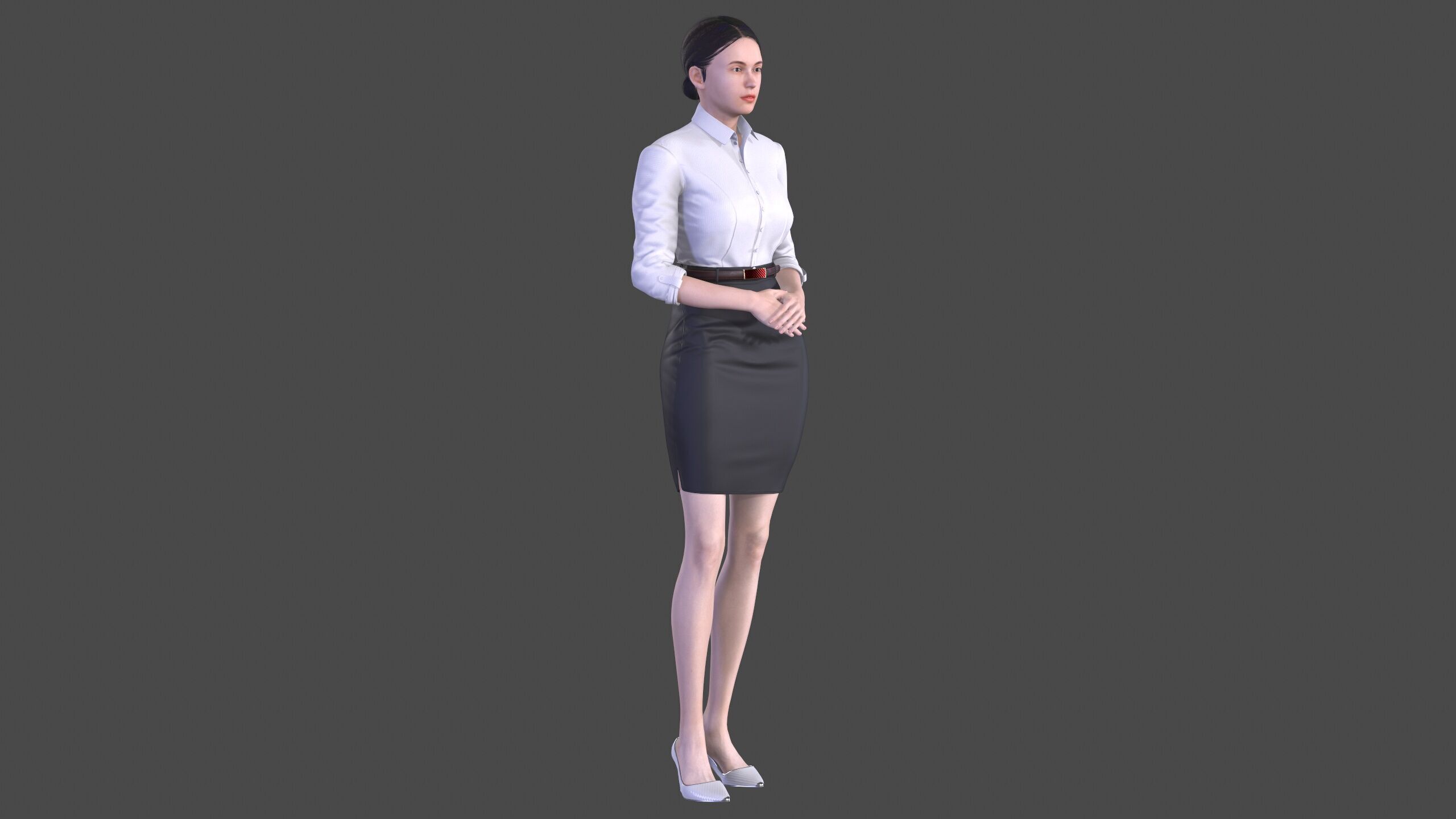 Asian women character Low-poly 3D model_10