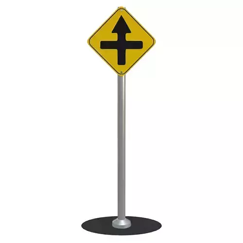 Crossroad Ahead Side Roads to Left and Right Traffic Sign 3D model