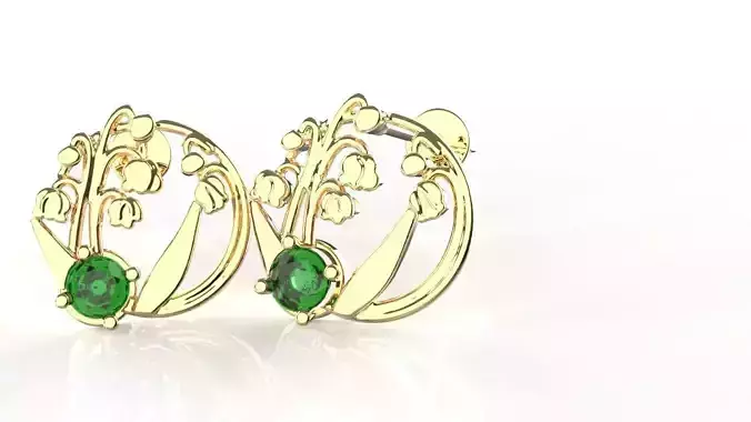 Birthflower Circle Stud Earring May