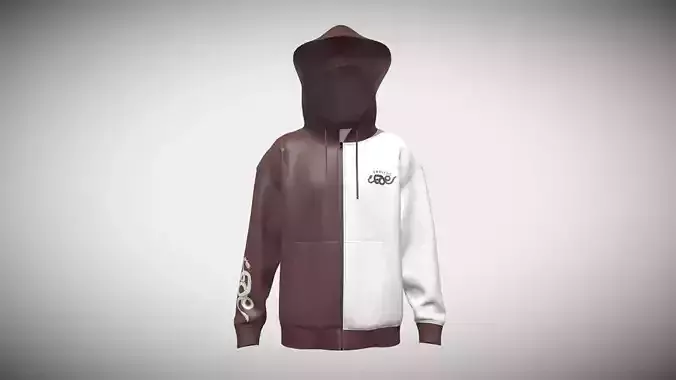 Men Two Tone Zip Up Hoodie In Low Poly