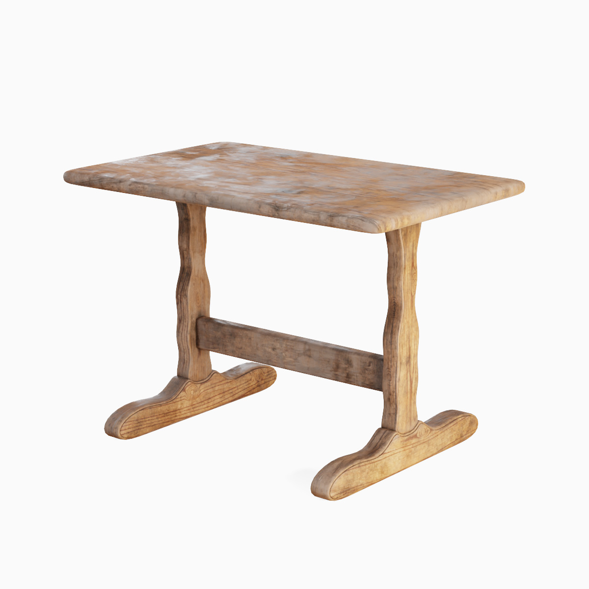 Wooden Dining Table 04 3D model_3