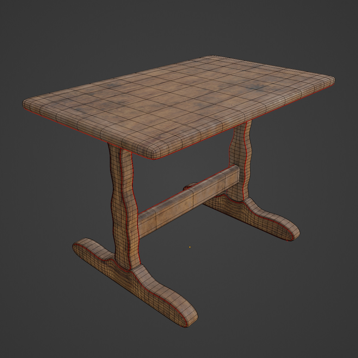 Wooden Dining Table 04 3D model_7