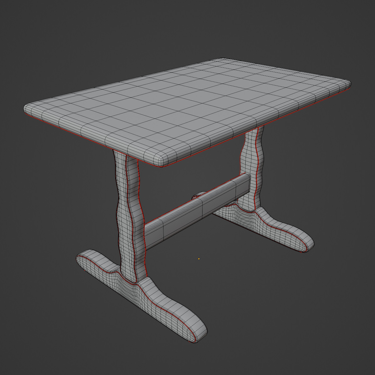 Wooden Dining Table 04 3D model_9