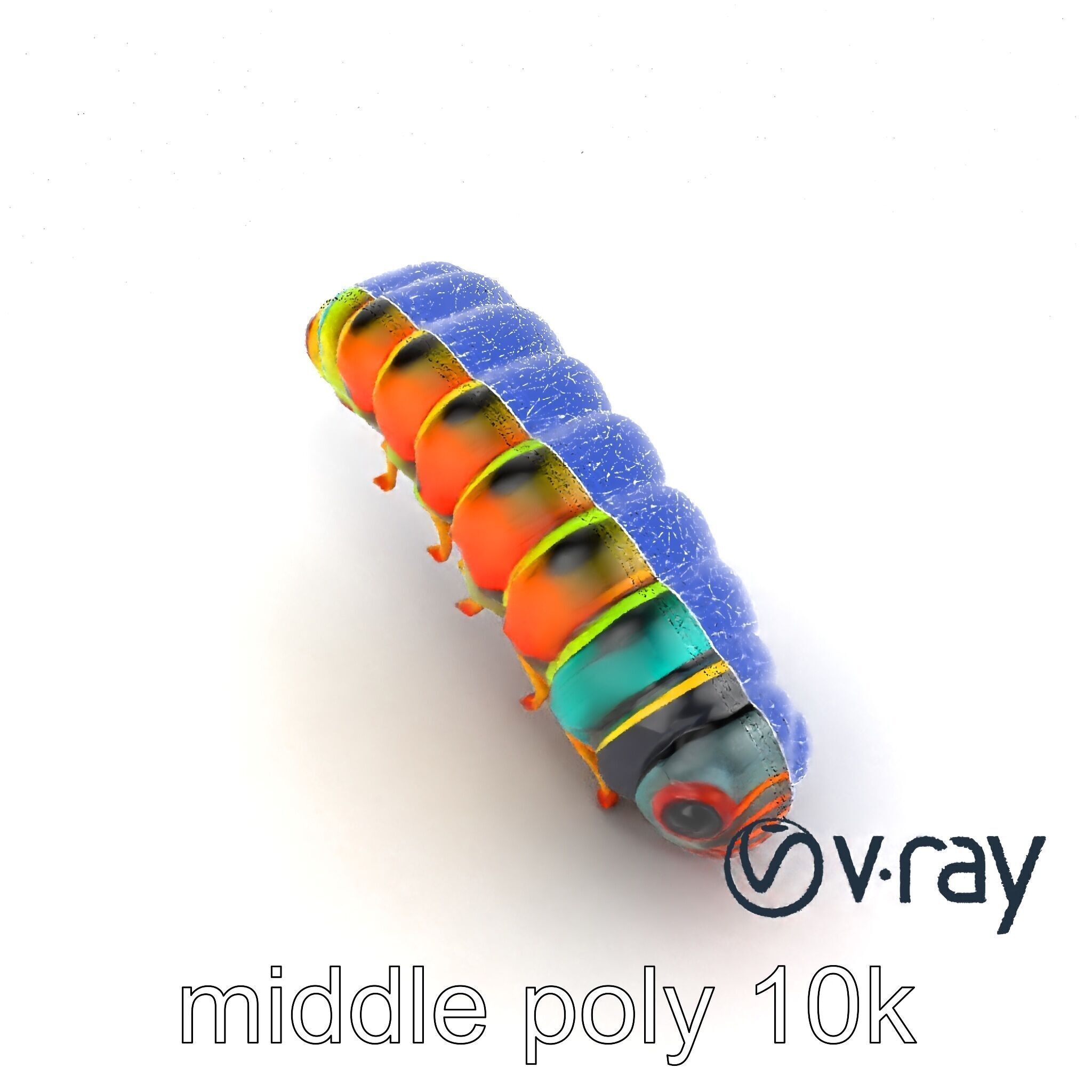 Technicolor Caterpillar Neon Stripes Sculpture model pack Low-poly 3D model_29