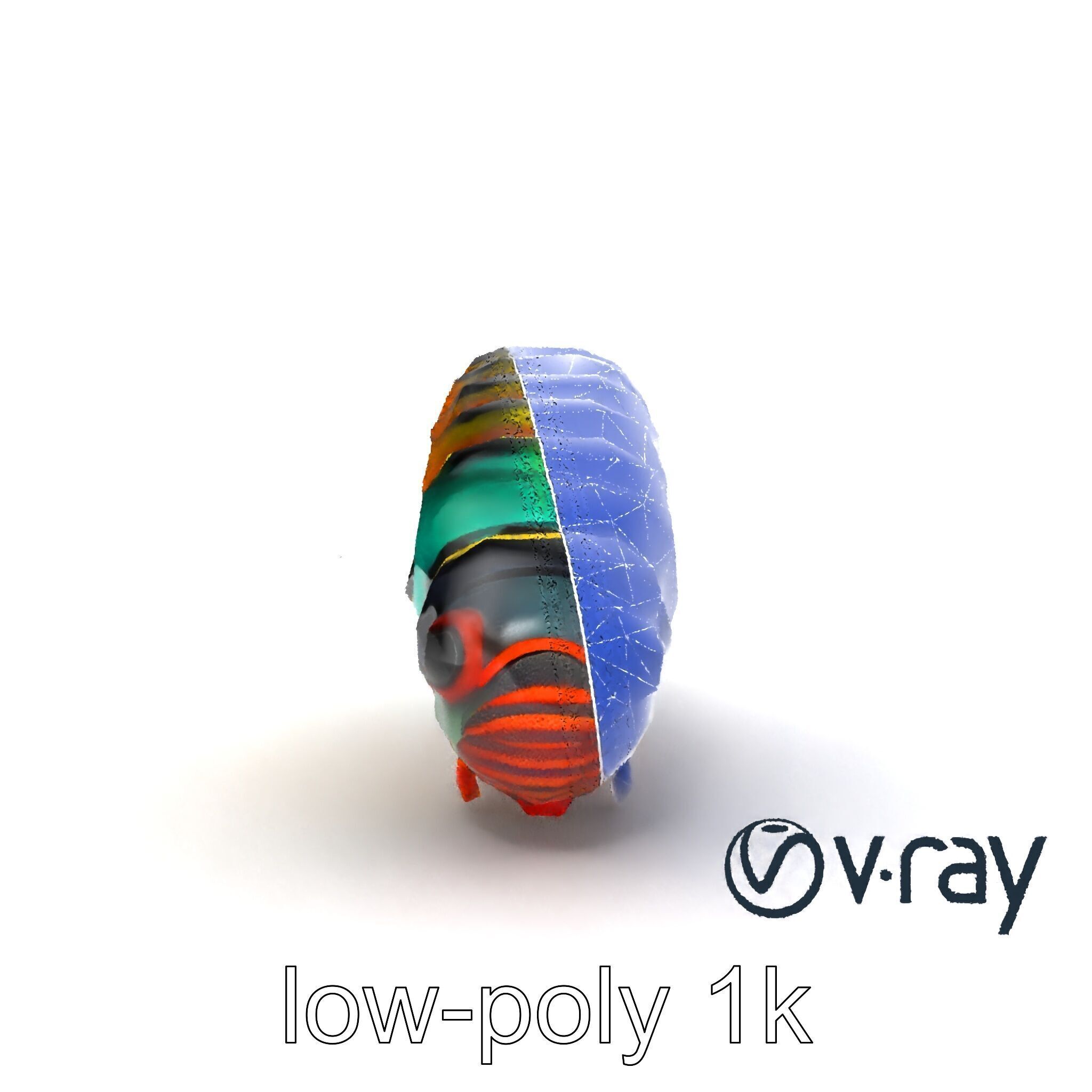 Technicolor Caterpillar Neon Stripes Sculpture model pack Low-poly 3D model_28