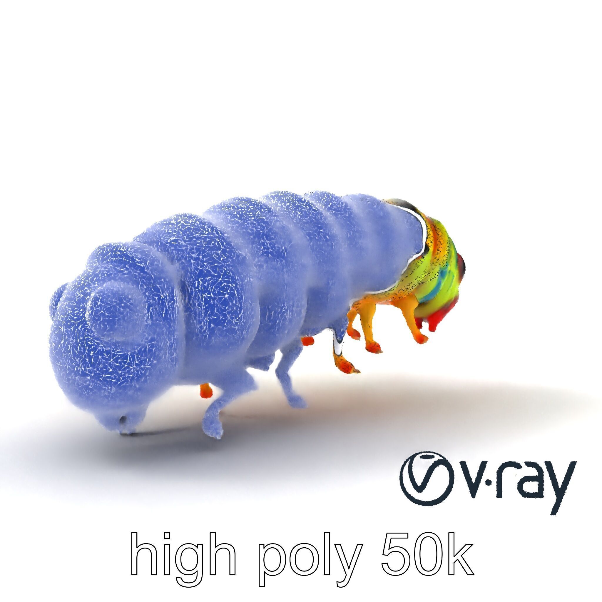 Technicolor Caterpillar Neon Stripes Sculpture model pack Low-poly 3D model_20