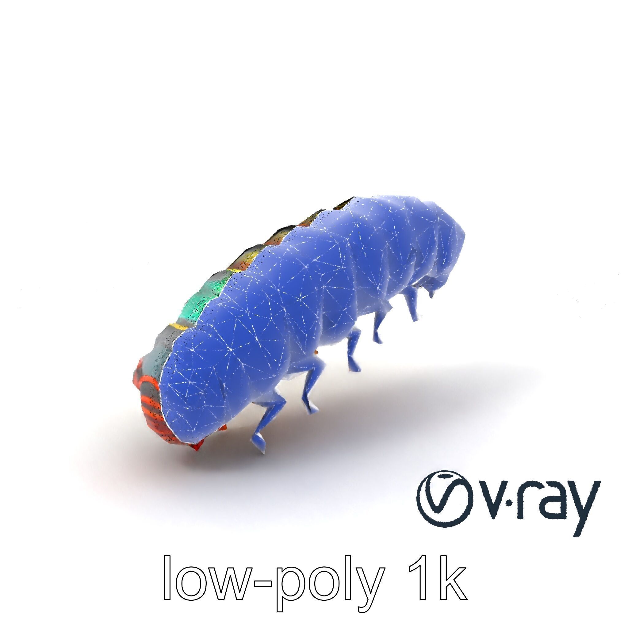 Technicolor Caterpillar Neon Stripes Sculpture model pack Low-poly 3D model_6