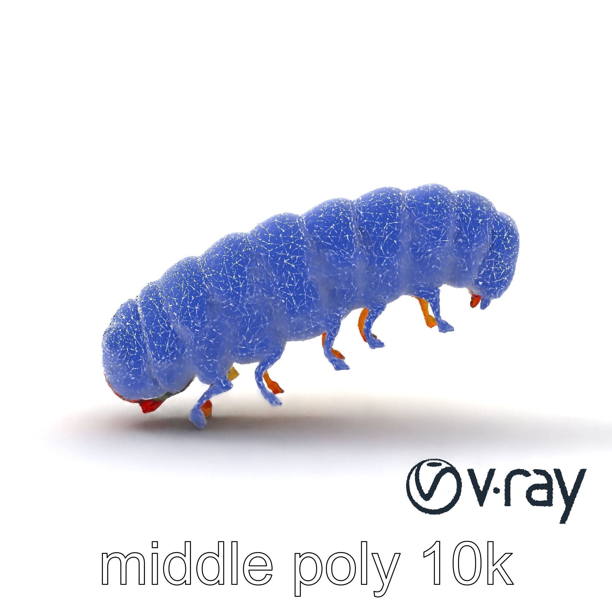 Technicolor Caterpillar Neon Stripes Sculpture model pack Low-poly 3D model_23
