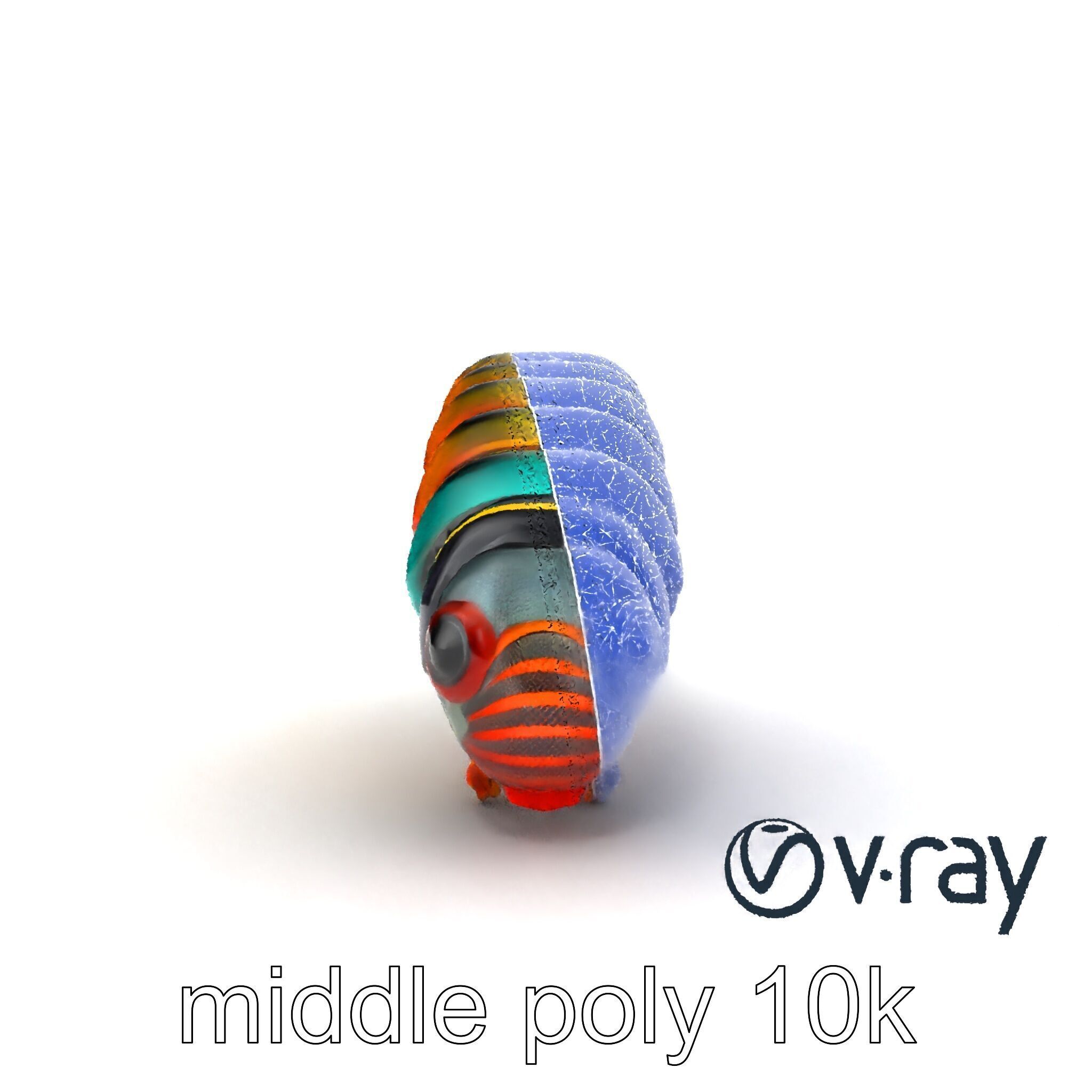 Technicolor Caterpillar Neon Stripes Sculpture model pack Low-poly 3D model_14