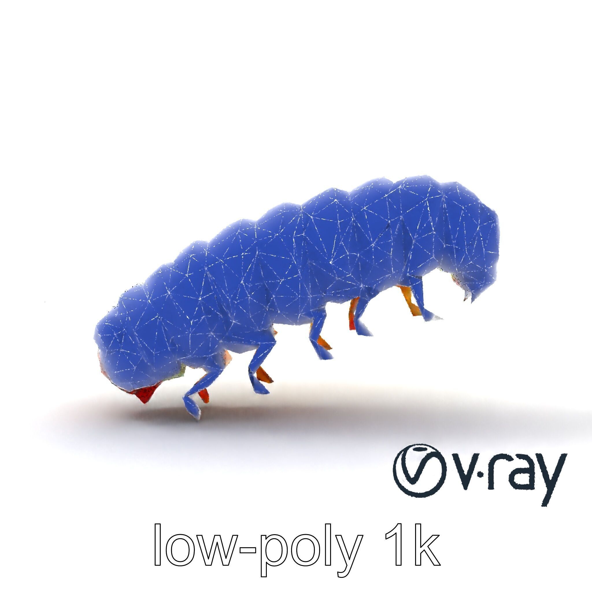 Technicolor Caterpillar Neon Stripes Sculpture model pack Low-poly 3D model_24