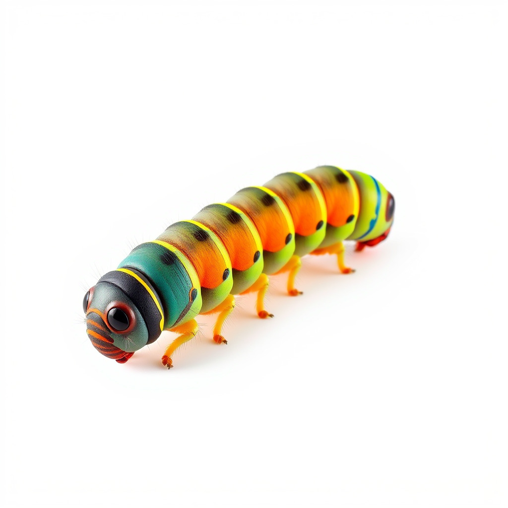 Technicolor Caterpillar Neon Stripes Sculpture model pack Low-poly 3D model_3