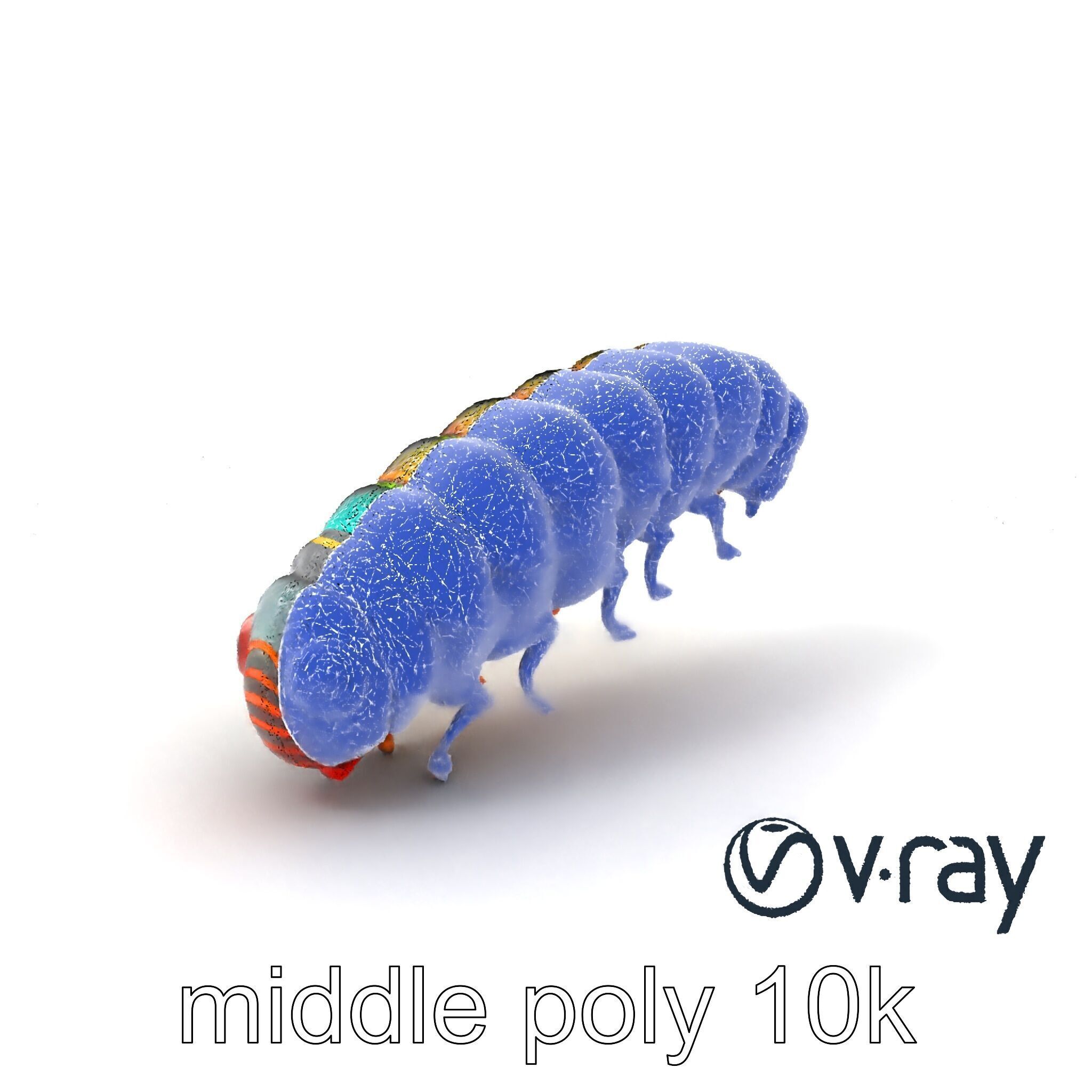 Technicolor Caterpillar Neon Stripes Sculpture model pack Low-poly 3D model_5