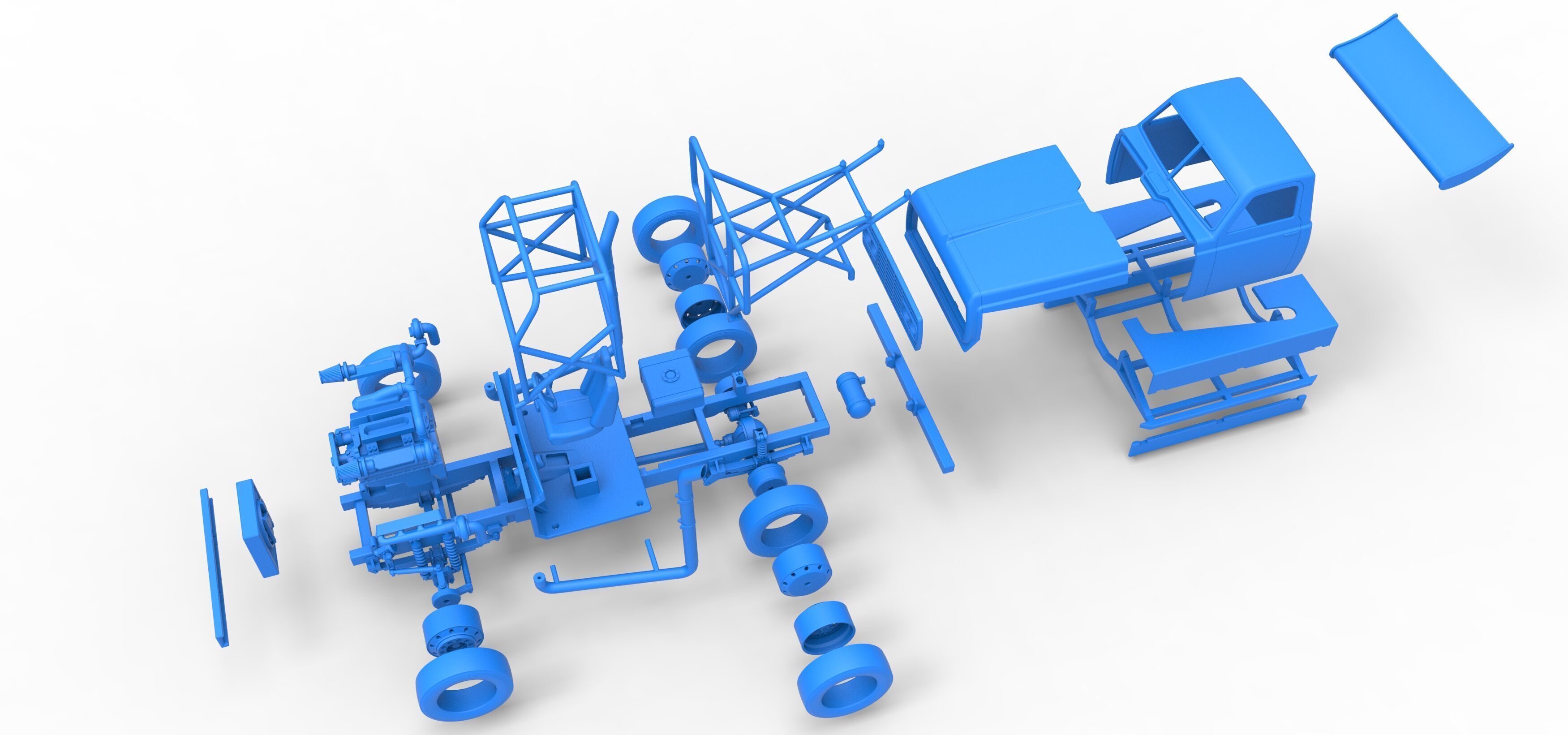 Big Rig Racing Semi truck Scale 1 to 25 3D print model_74