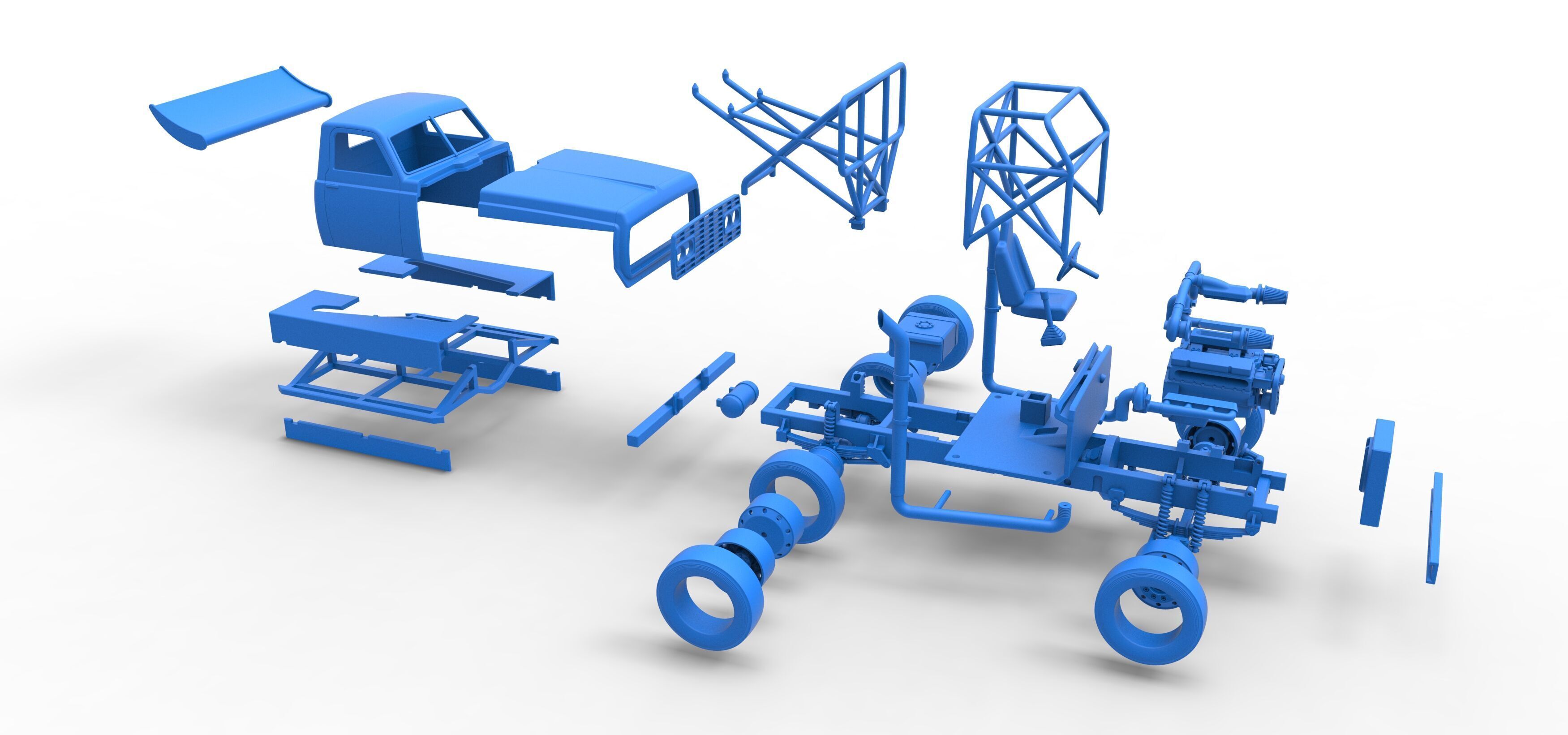 Big Rig Racing Semi truck Scale 1 to 25 3D print model_85