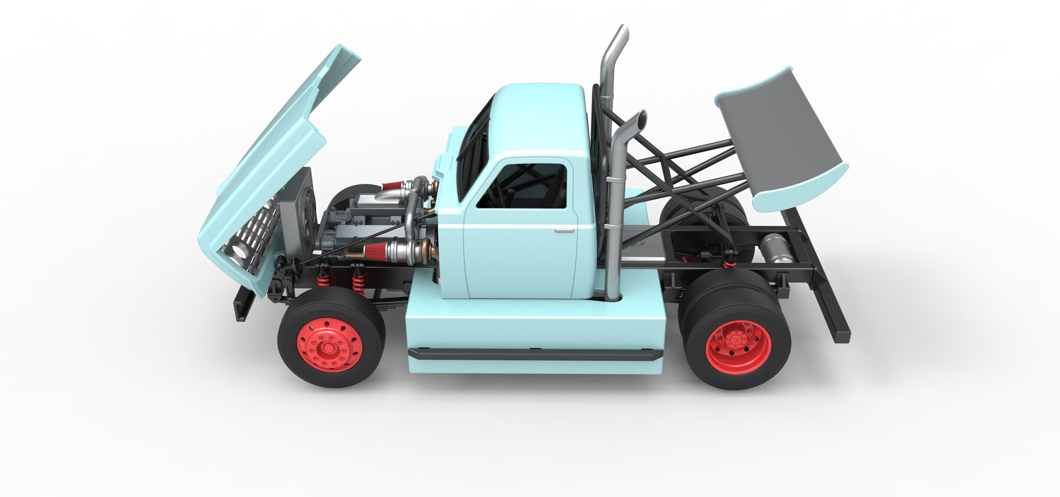 Big Rig Racing Semi truck Scale 1 to 25 3D print model_31