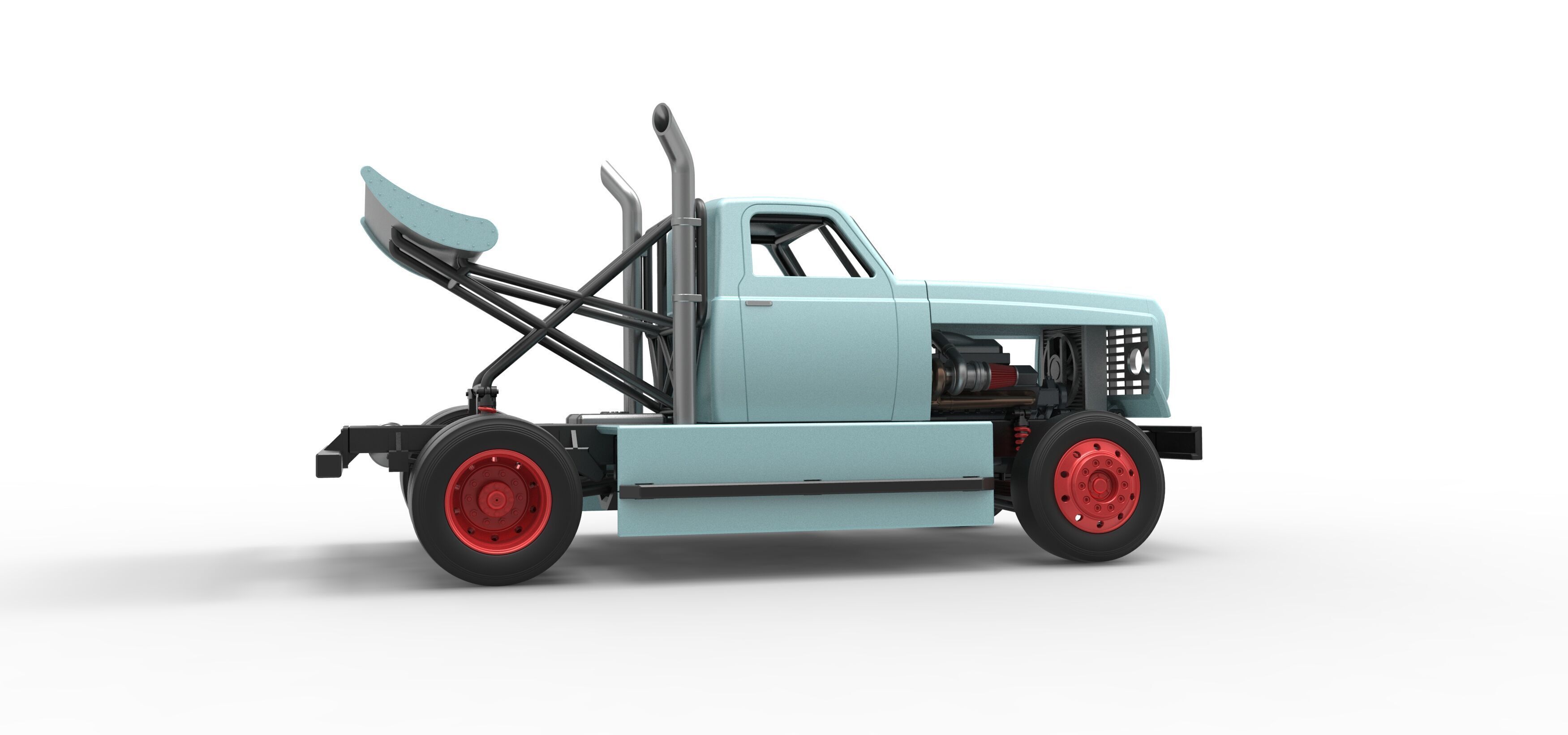 Big Rig Racing Semi truck Scale 1 to 25 3D print model_21