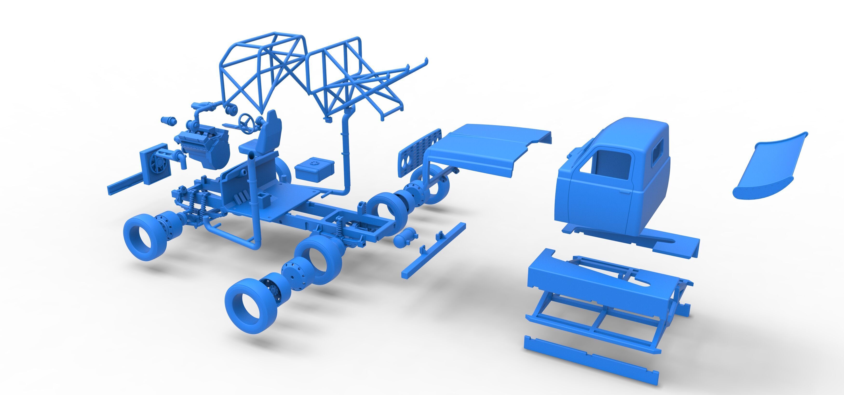 Big Rig Racing Semi truck Scale 1 to 25 3D print model_79