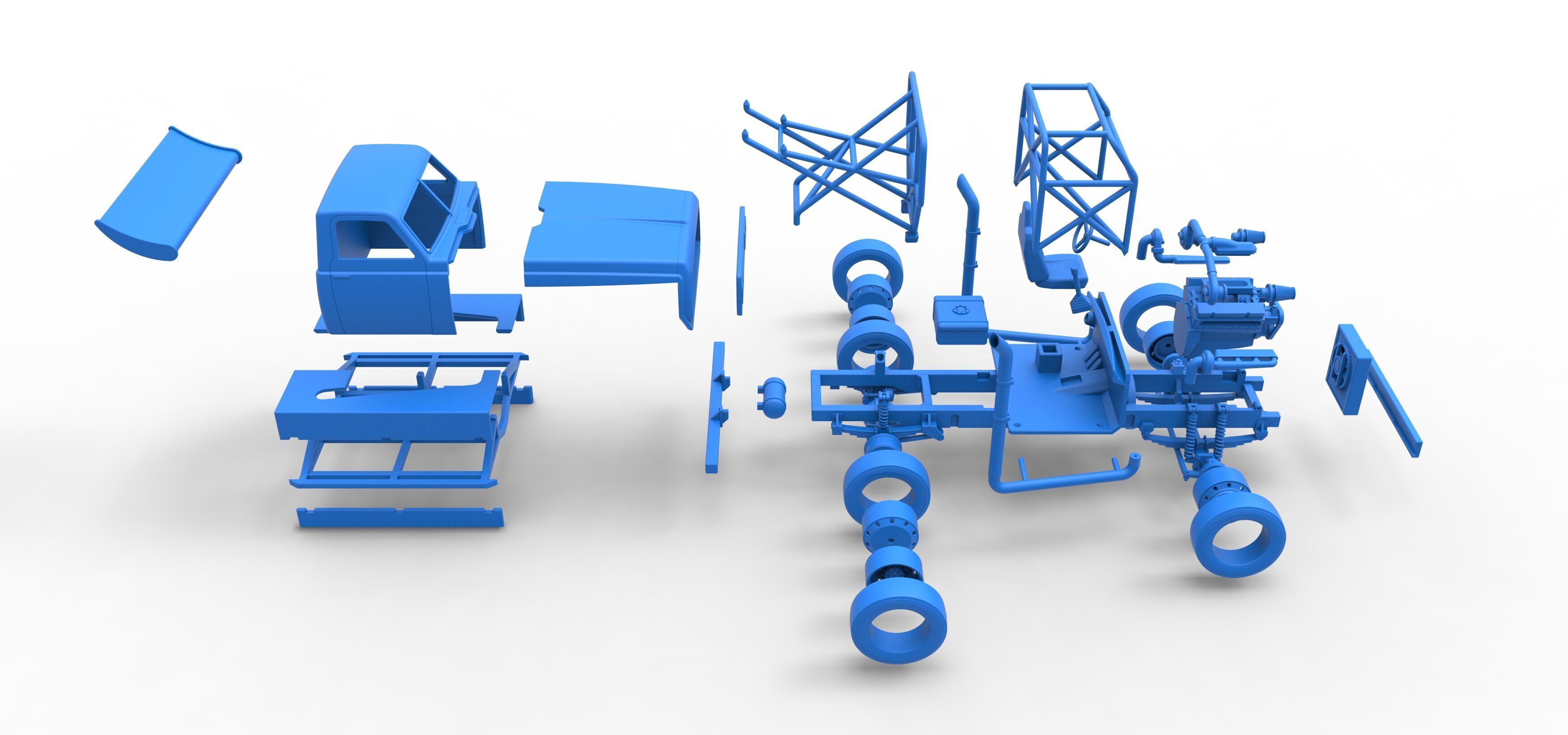 Big Rig Racing Semi truck Scale 1 to 25 3D print model_84