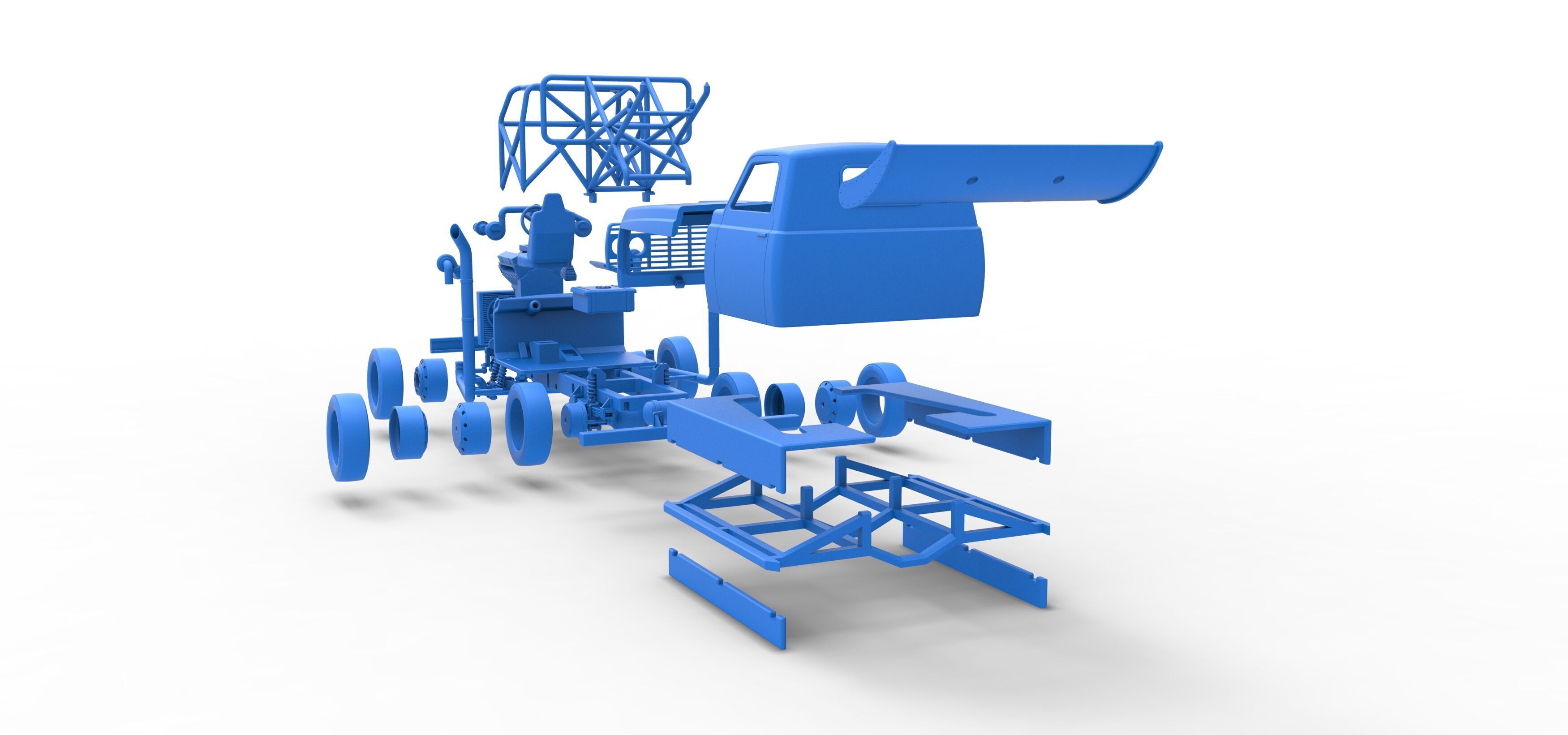 Big Rig Racing Semi truck Scale 1 to 25 3D print model_80