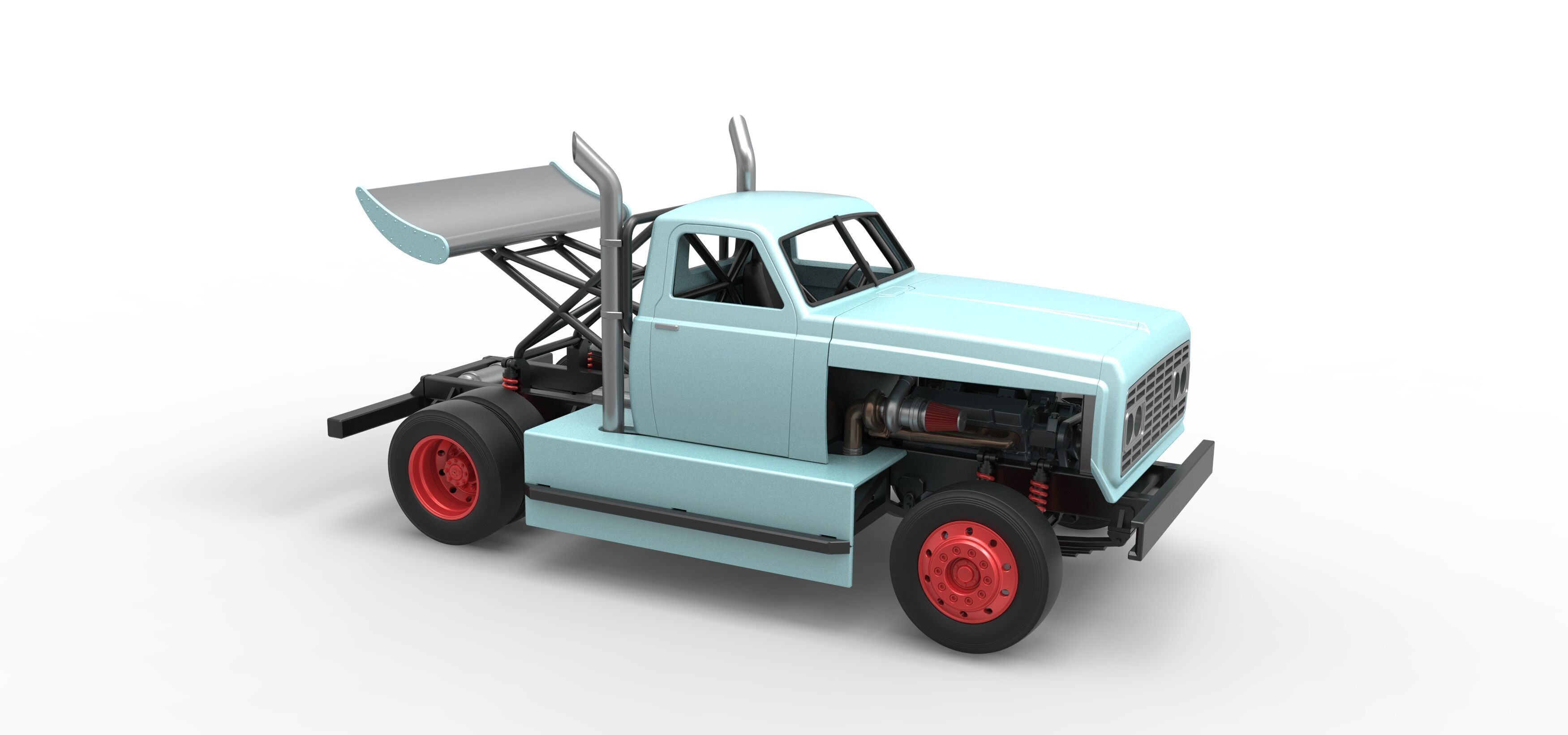 Big Rig Racing Semi truck Scale 1 to 25 3D print model_24