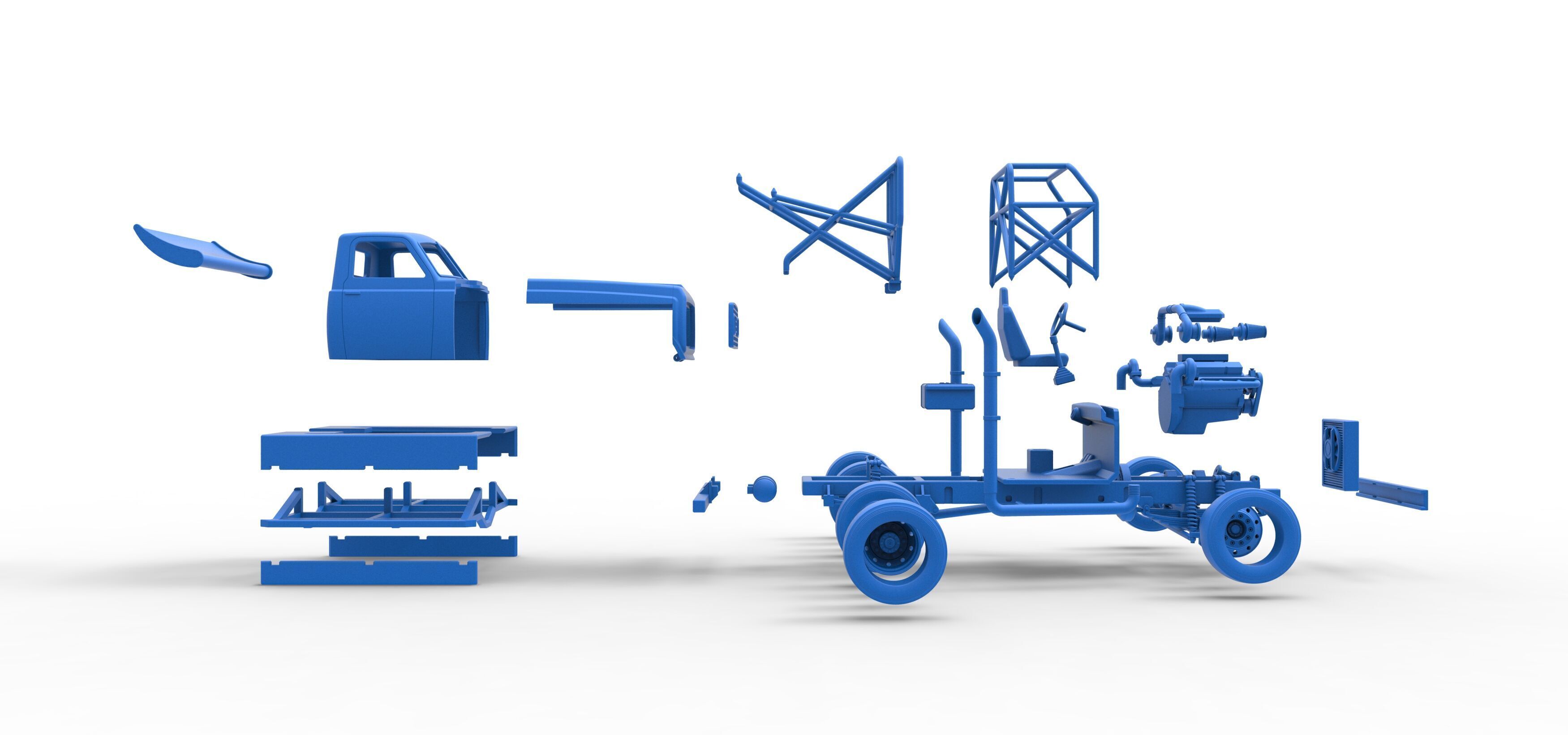 Big Rig Racing Semi truck Scale 1 to 25 3D print model_83