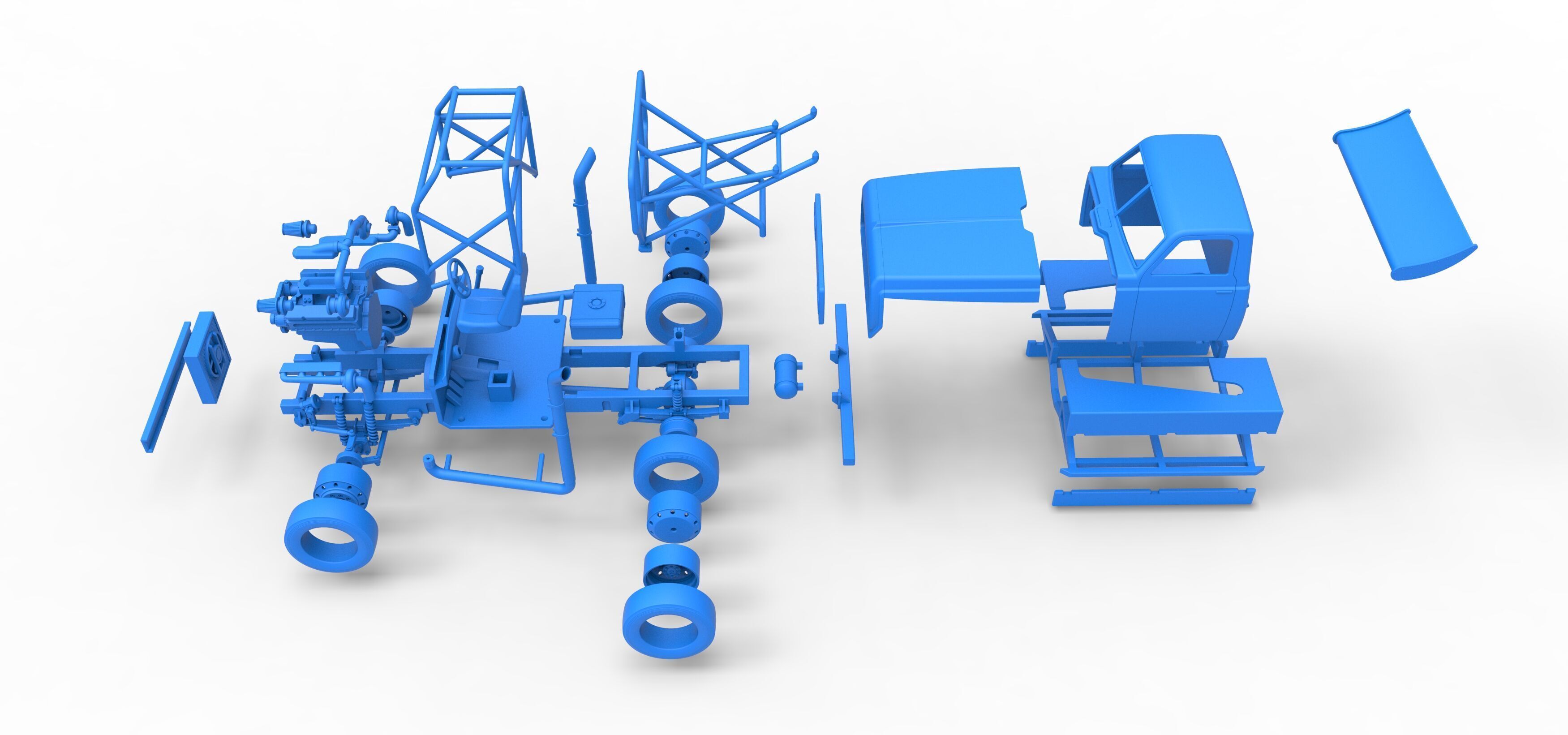 Big Rig Racing Semi truck Scale 1 to 25 3D print model_78