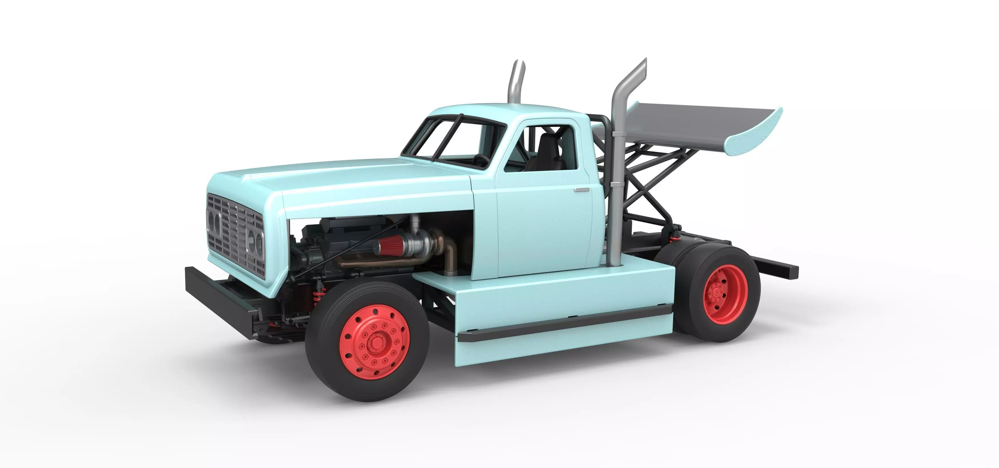 Big Rig Racing Semi truck Scale 1 to 25 3D print model_0