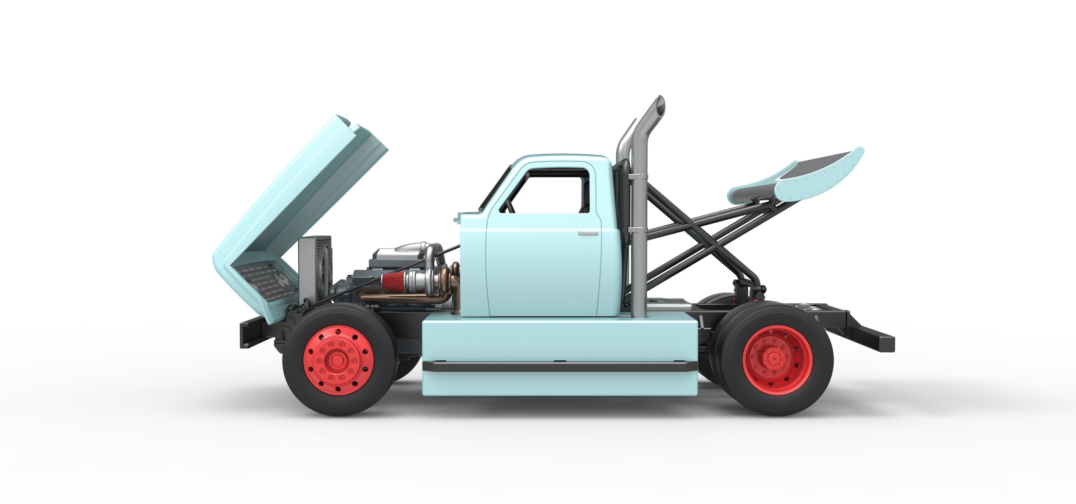 Big Rig Racing Semi truck Scale 1 to 25 3D print model_30