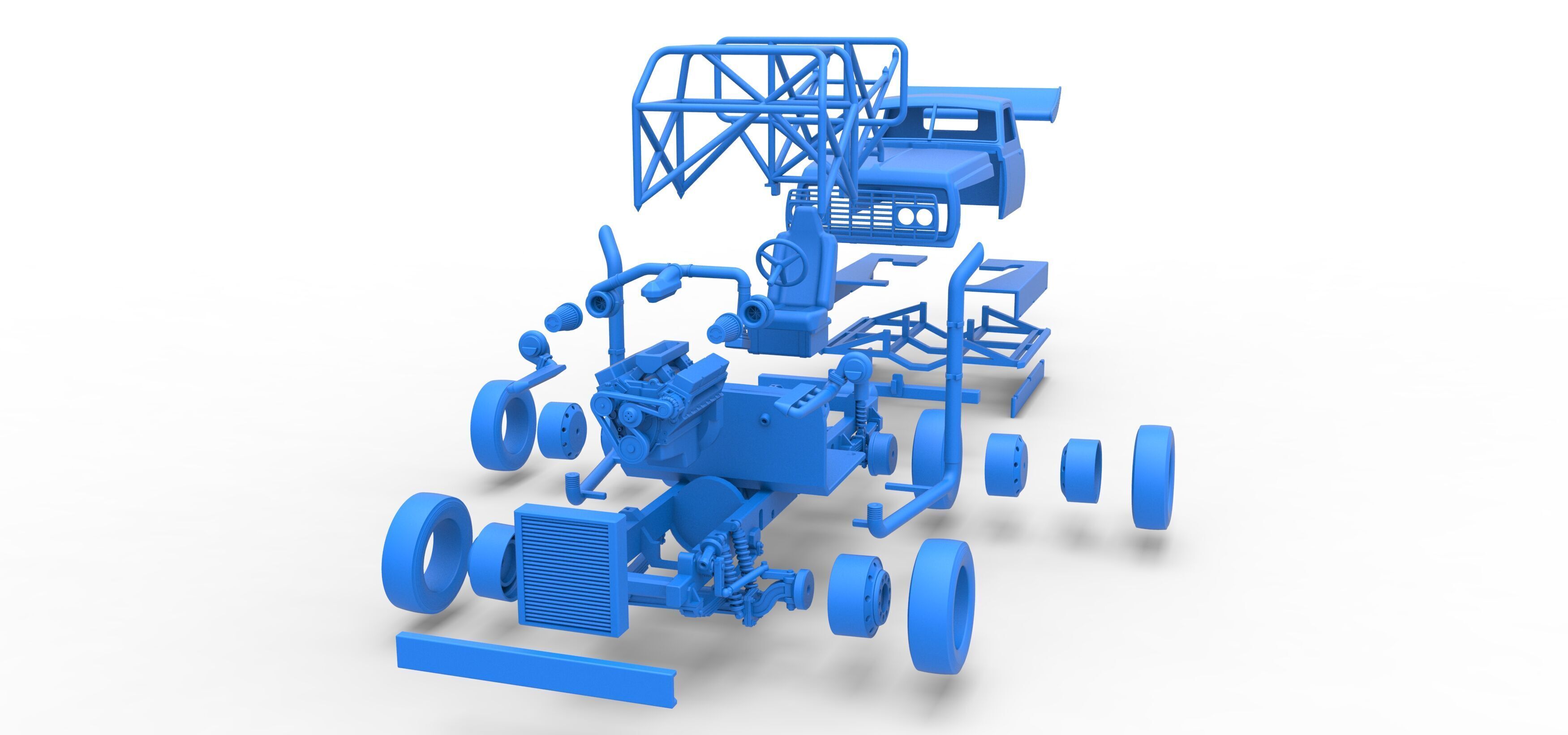 Big Rig Racing Semi truck Scale 1 to 25 3D print model_76