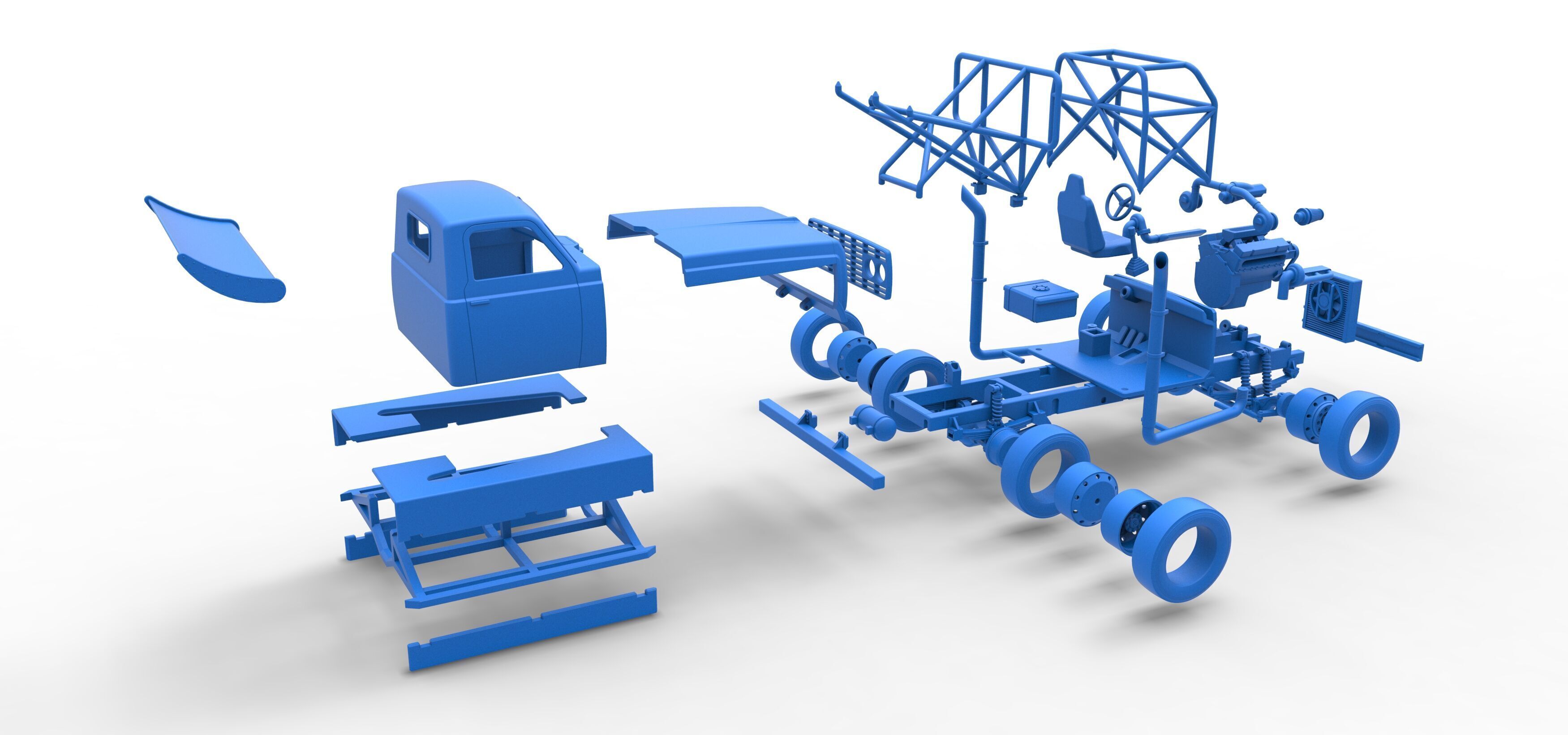 Big Rig Racing Semi truck Scale 1 to 25 3D print model_82