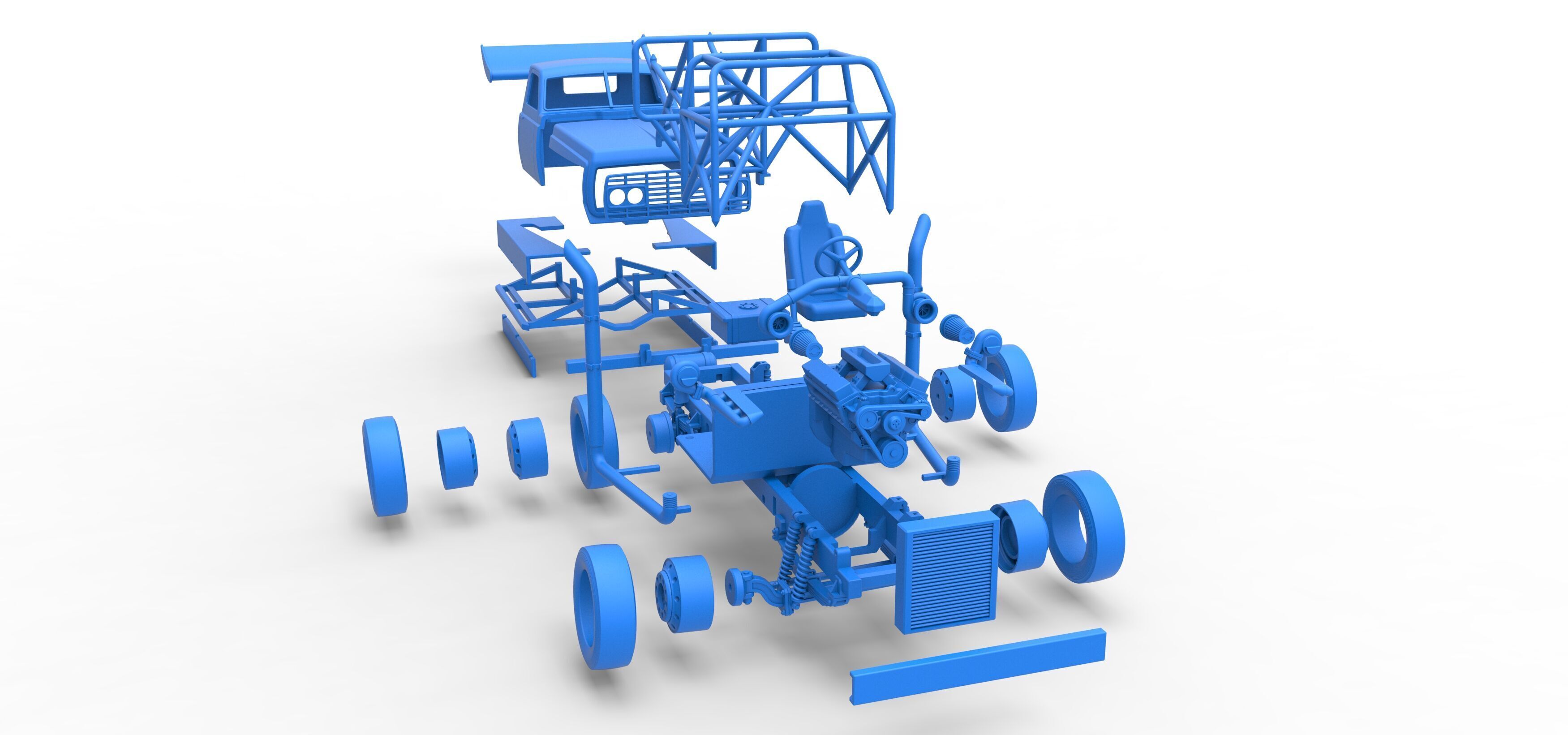 Big Rig Racing Semi truck Scale 1 to 25 3D print model_86