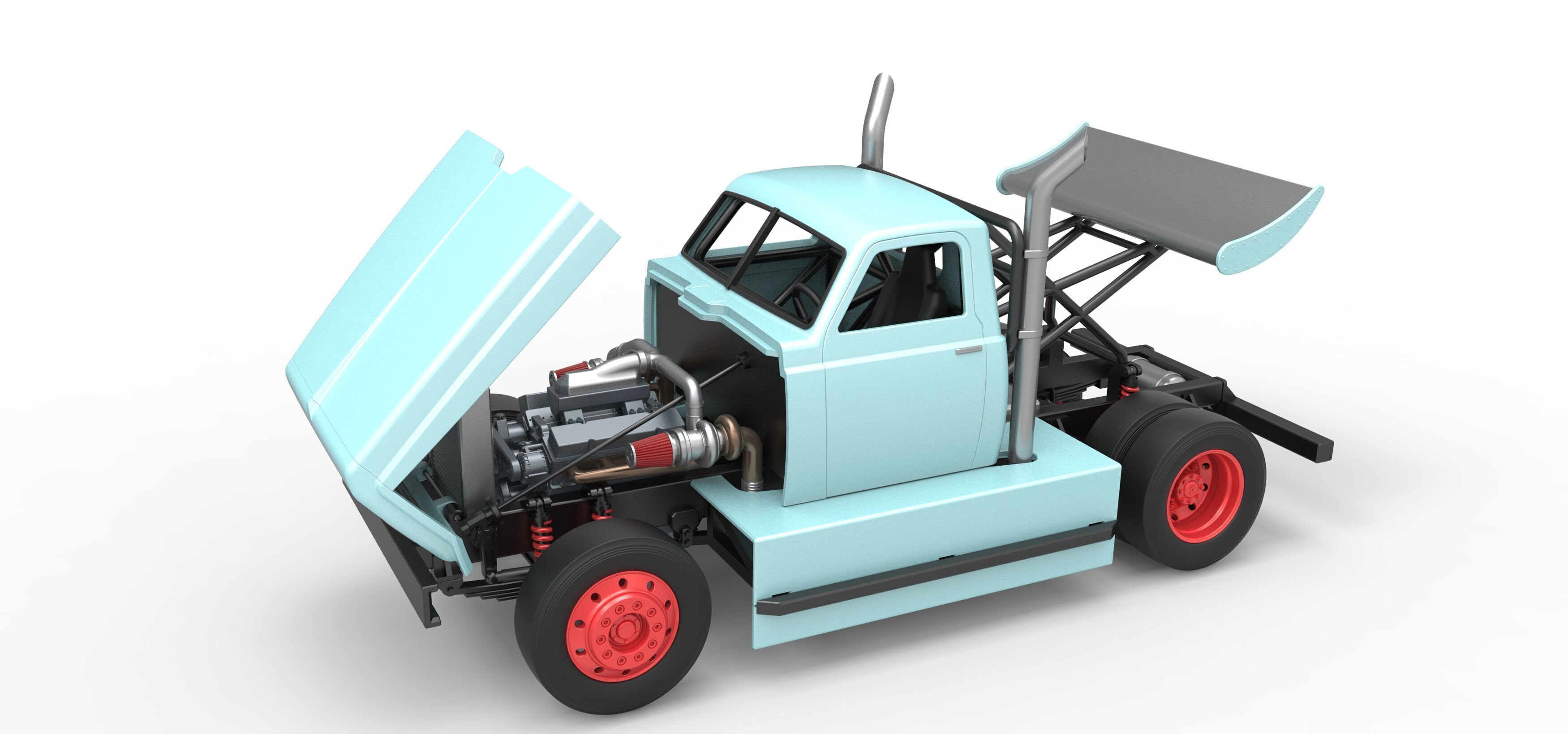 Big Rig Racing Semi truck Scale 1 to 25 3D print model_28