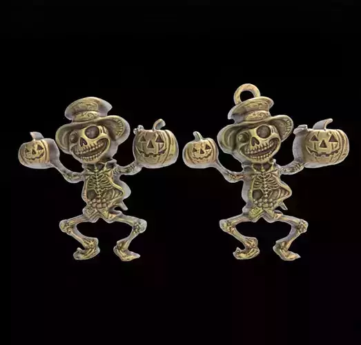 hallowen skull with pumpkin decor 3D print model