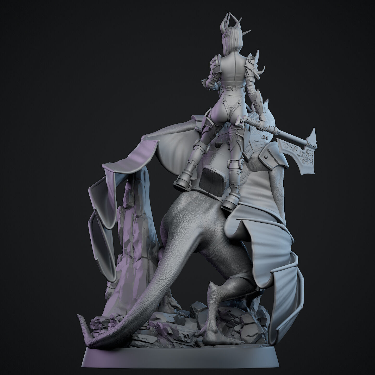 Demon Queen Dragon Rider 3D print model_3