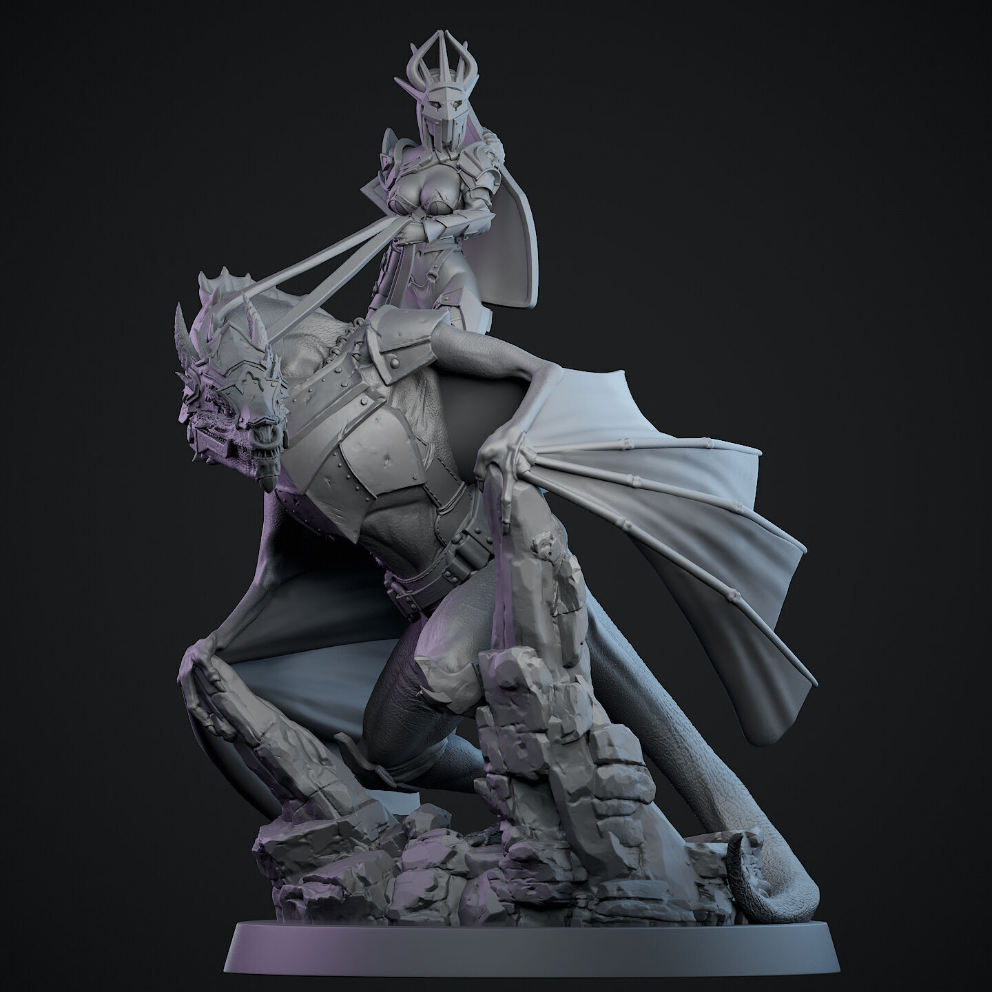 Demon Queen Dragon Rider 3D print model_5
