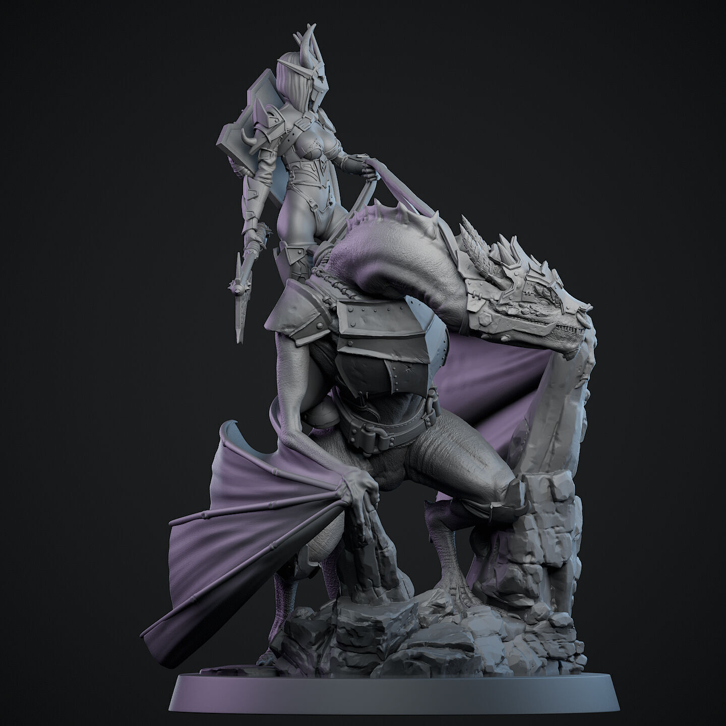 Demon Queen Dragon Rider 3D print model_8