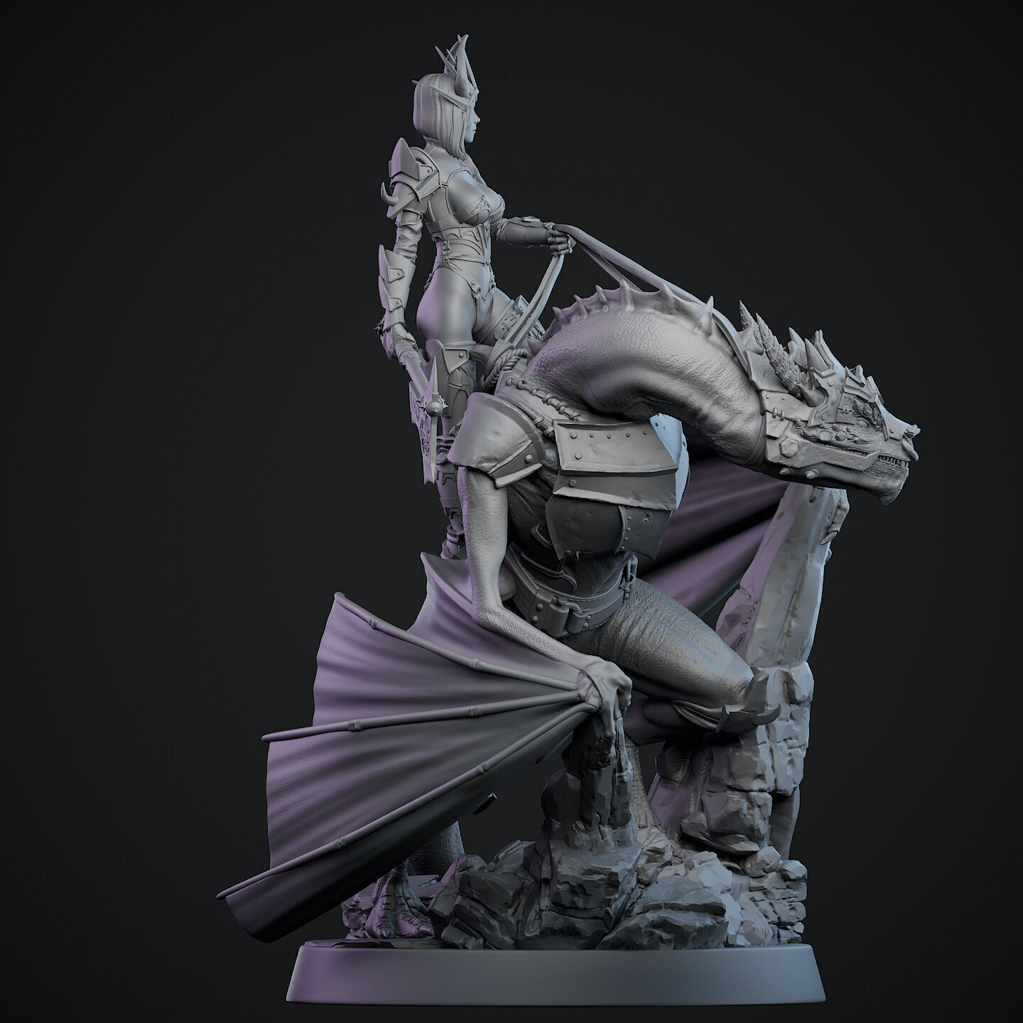 Demon Queen Dragon Rider 3D print model_4