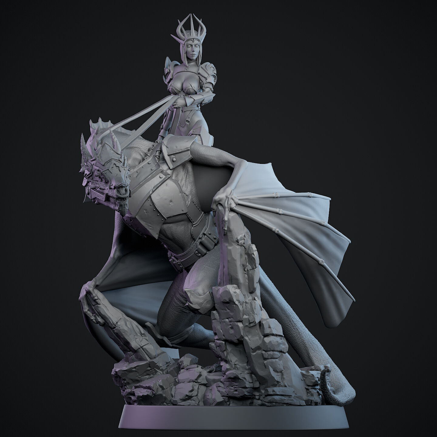 Demon Queen Dragon Rider 3D print model_1
